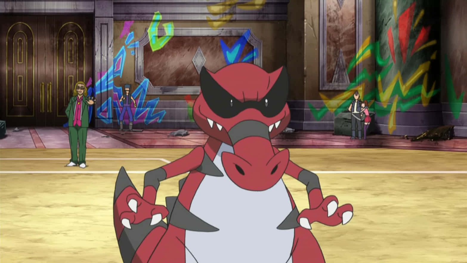 Sandile, red and white anime dragon, gym, HD Desktop Wallpaper