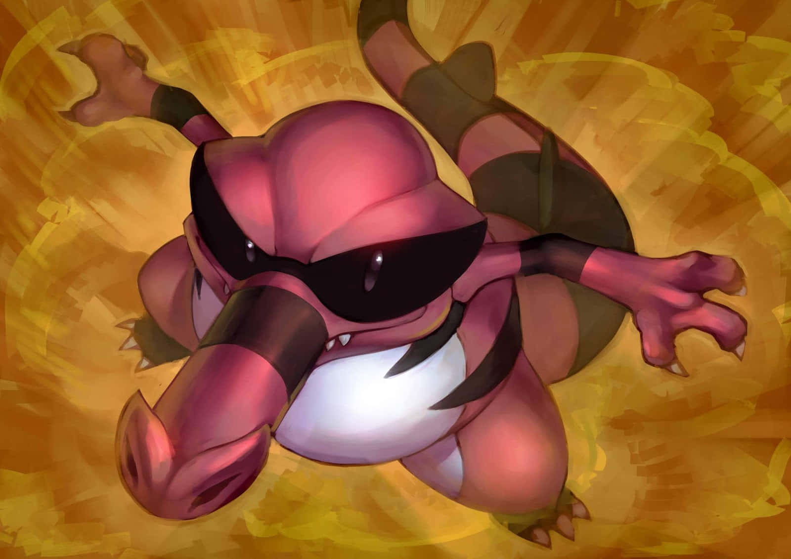 Sandile, pink crocodile-like Pokémon, sunglasses, HD Desktop Wallpaper