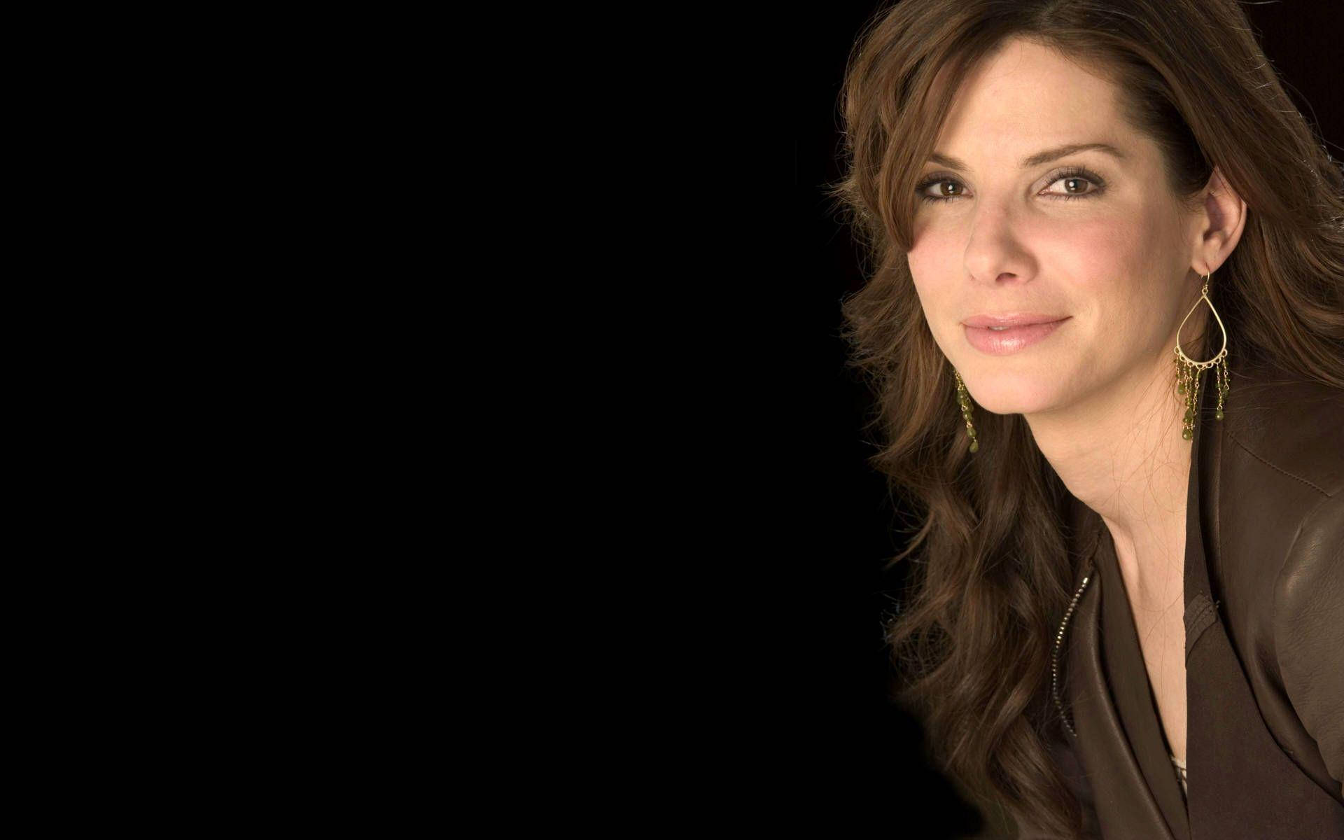 Sandra Bullock, long brown hair, gold earrings, Full HD Desktop Wallpaper