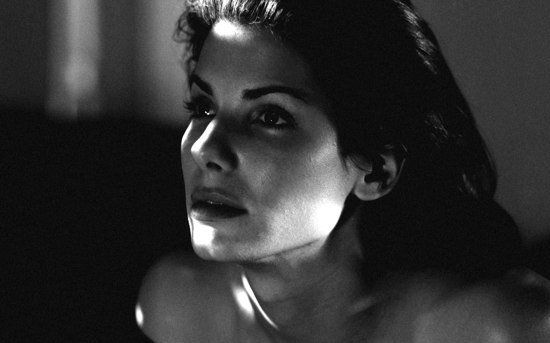 Sandra Bullock, black and white, high-contrast, Full HD Desktop Wallpaper