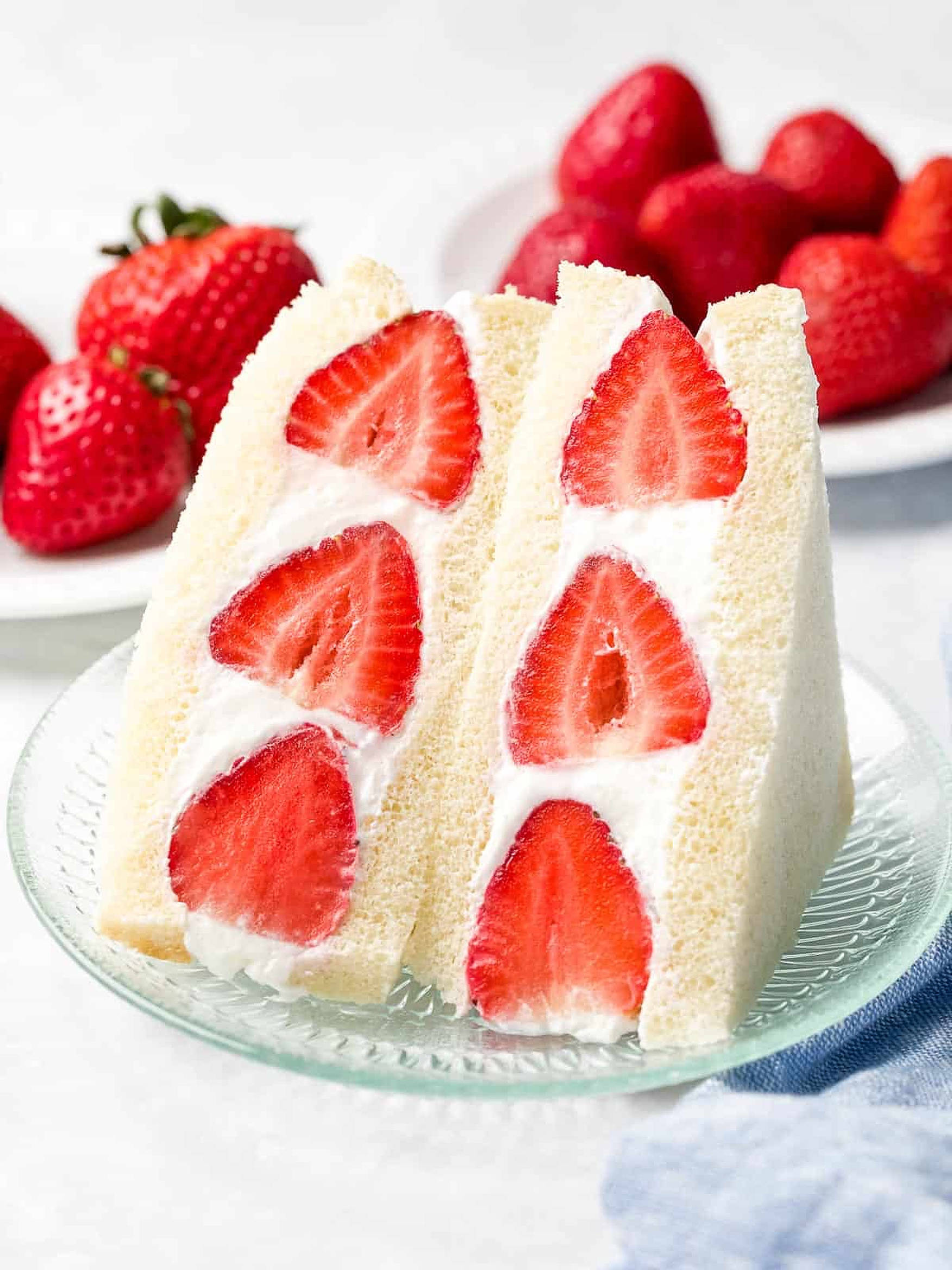 strawberry cream sandwich, strawberry cream cake, fresh red strawberries, Full HD Phone Wallpaper