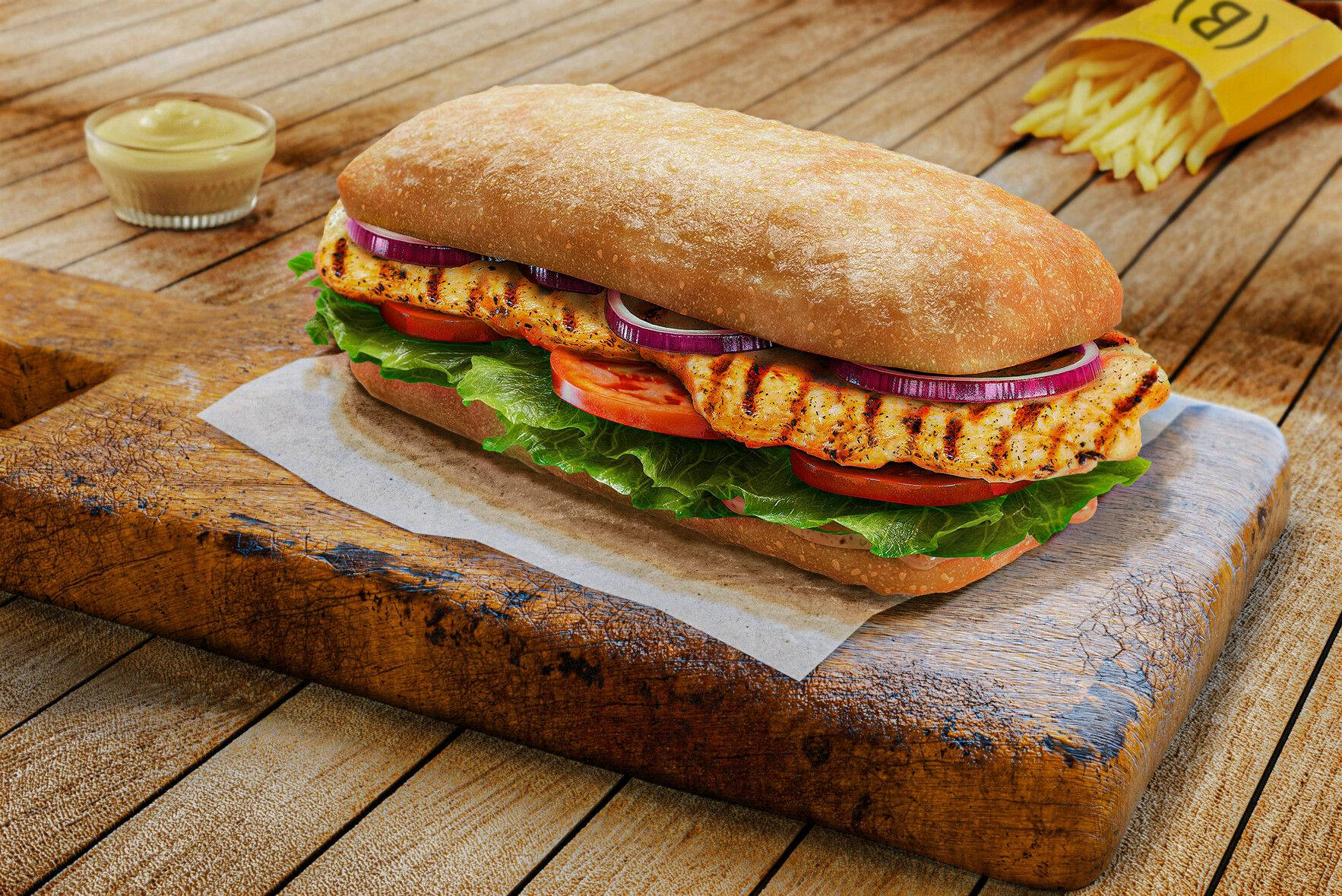 grilled chicken sandwich, lettuce, tomato, HD Desktop Wallpaper