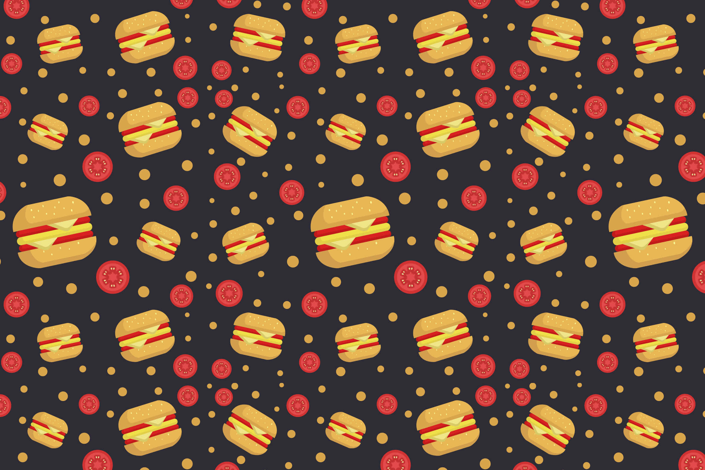 Sandwich Pattern, cartoon-style burgers, cheese, Full HD Desktop Wallpaper
