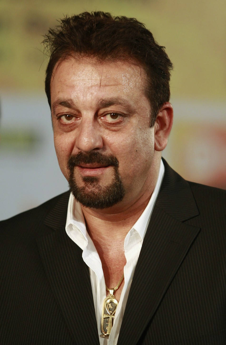 Sanjay Dutt, black suit, gold pendant necklace, HD Phone Wallpaper