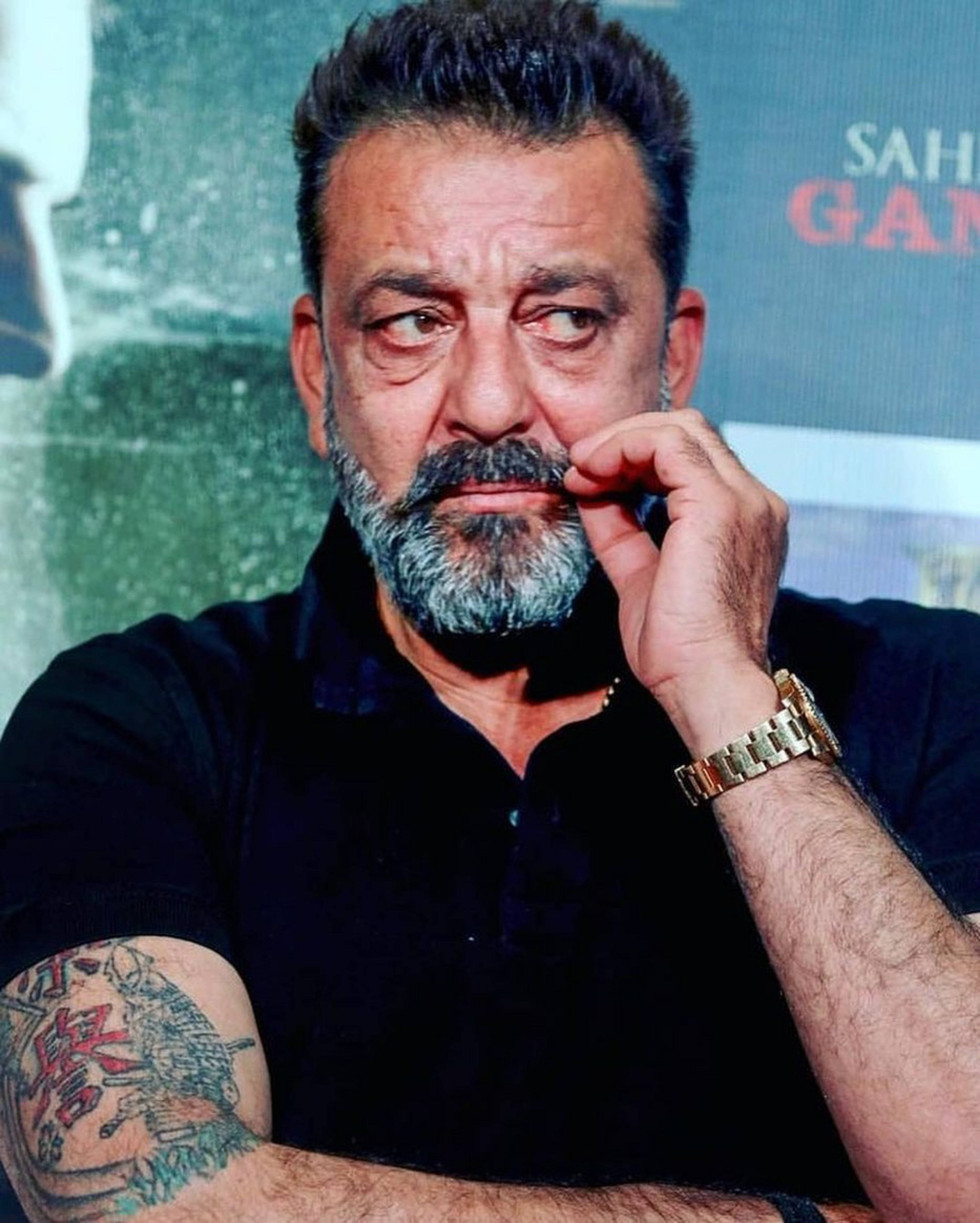 Sanjay Dutt, press conference, black polo shirt, 2K Phone Wallpaper