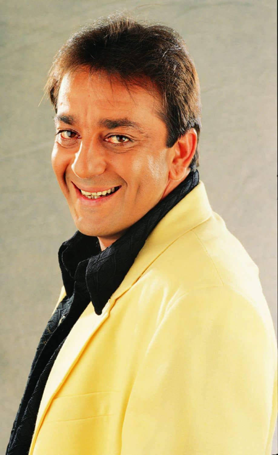 Sanjay Dutt, yellow blazer, neutral gray studio backdrop, HD Phone Wallpaper