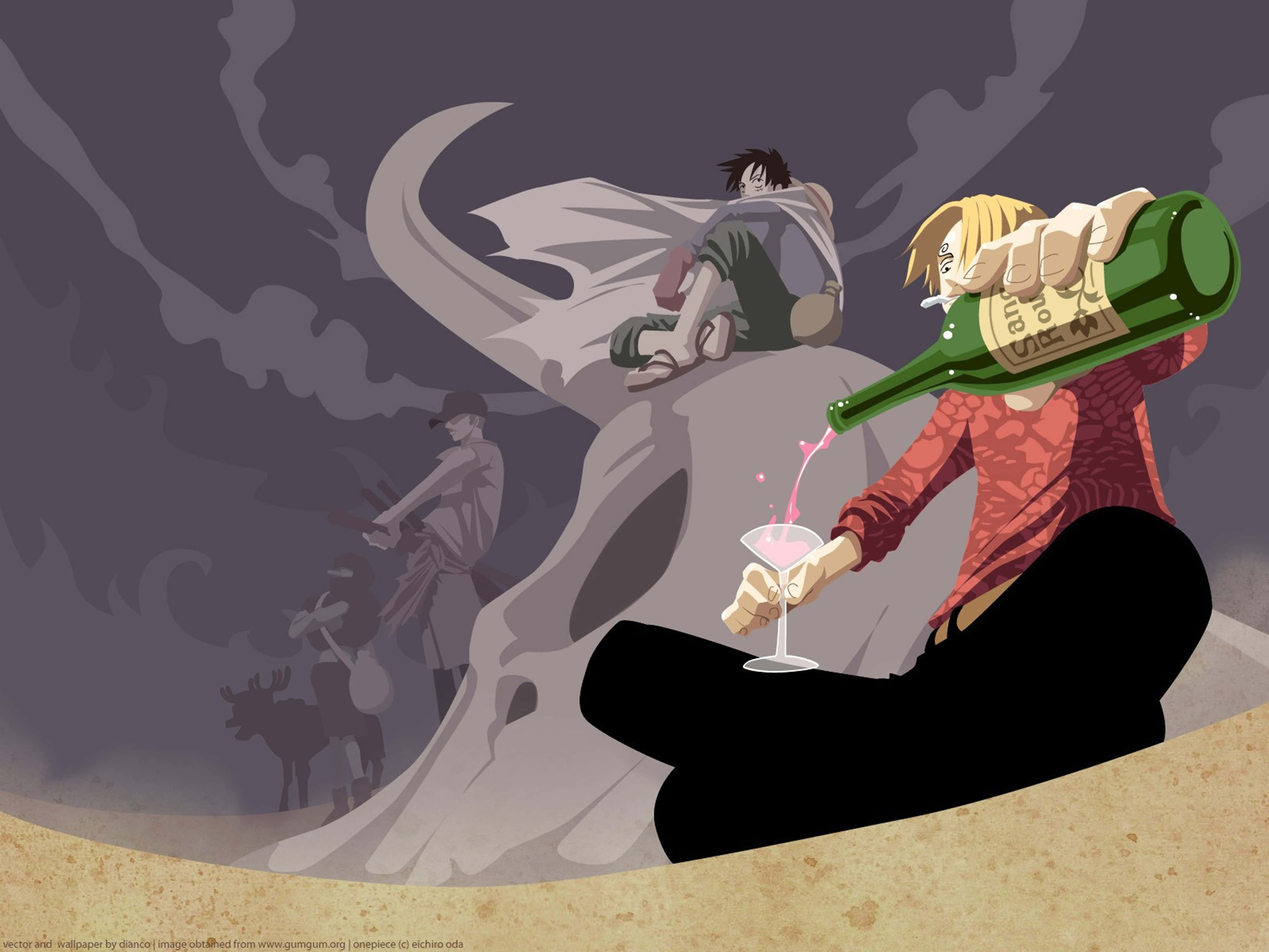 Sanji, 4K, pink liquid, 4K Desktop Wallpaper