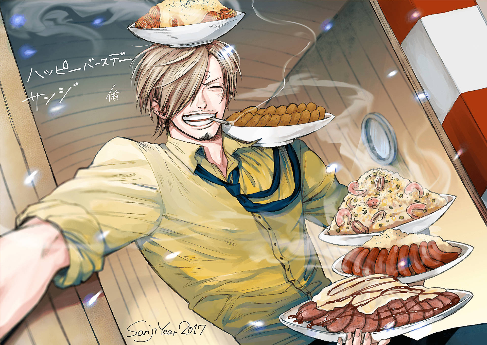 Sanji, anime chef, steaming food, Full HD Desktop Wallpaper