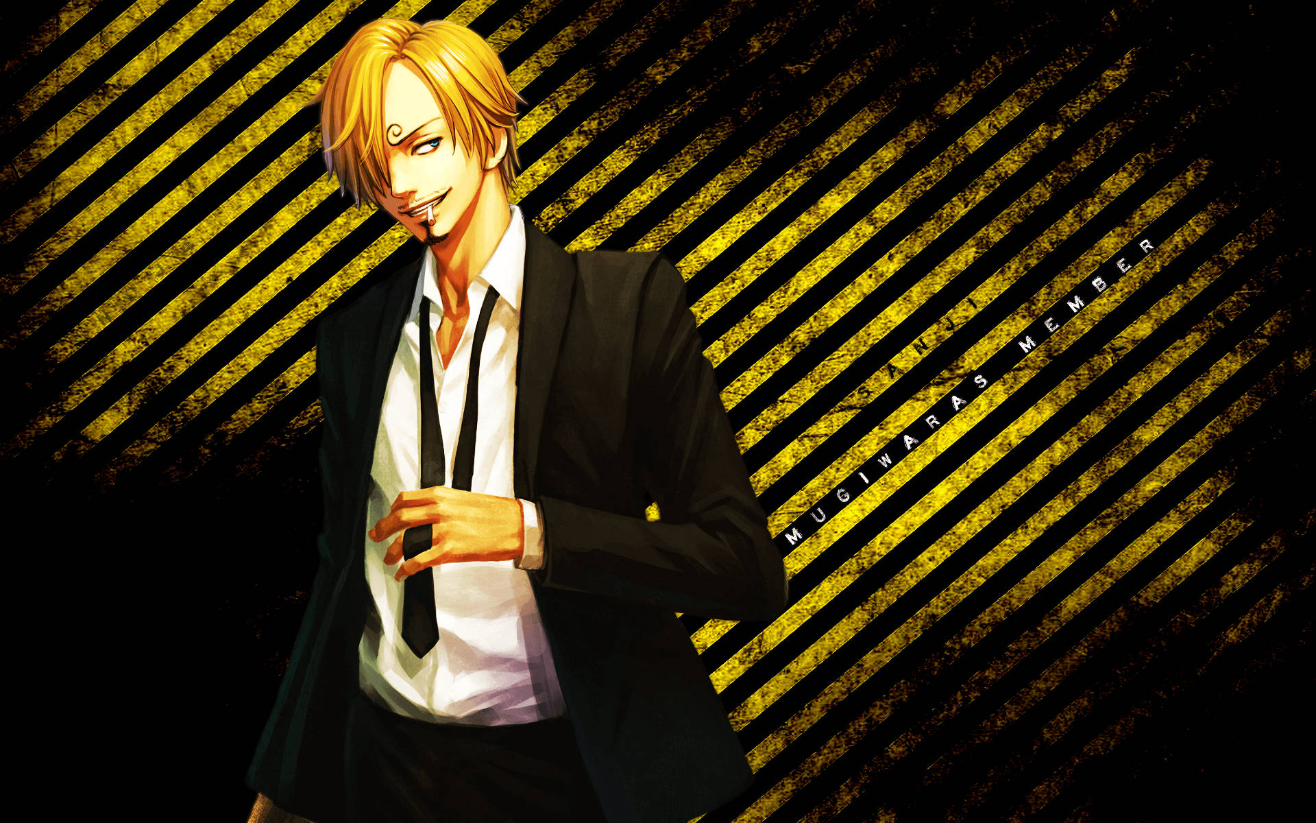 Sanji, yellow theme, black suit, Full HD Desktop Wallpaper