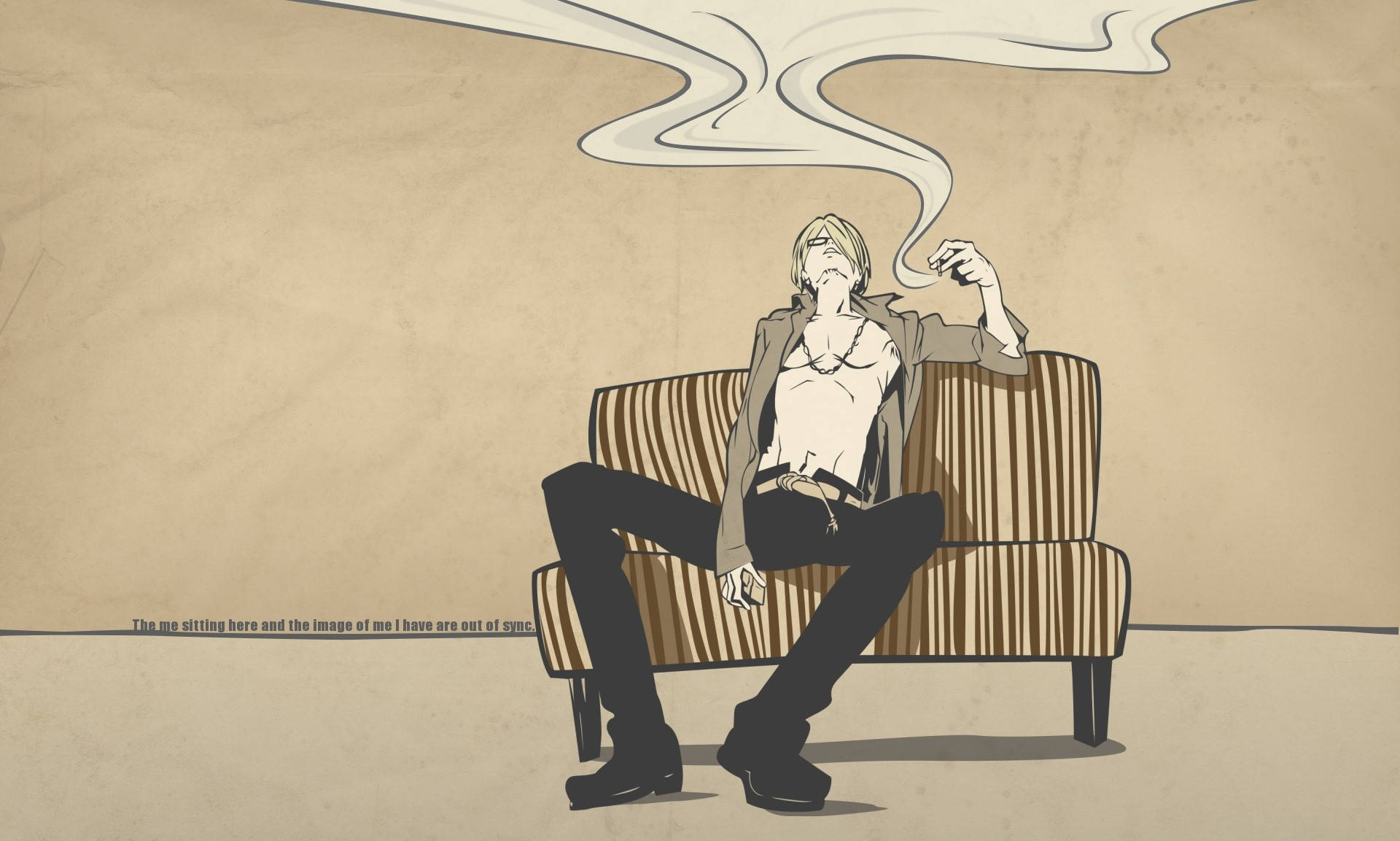 Sanji, striped chair, cigarette, Full HD Desktop Wallpaper