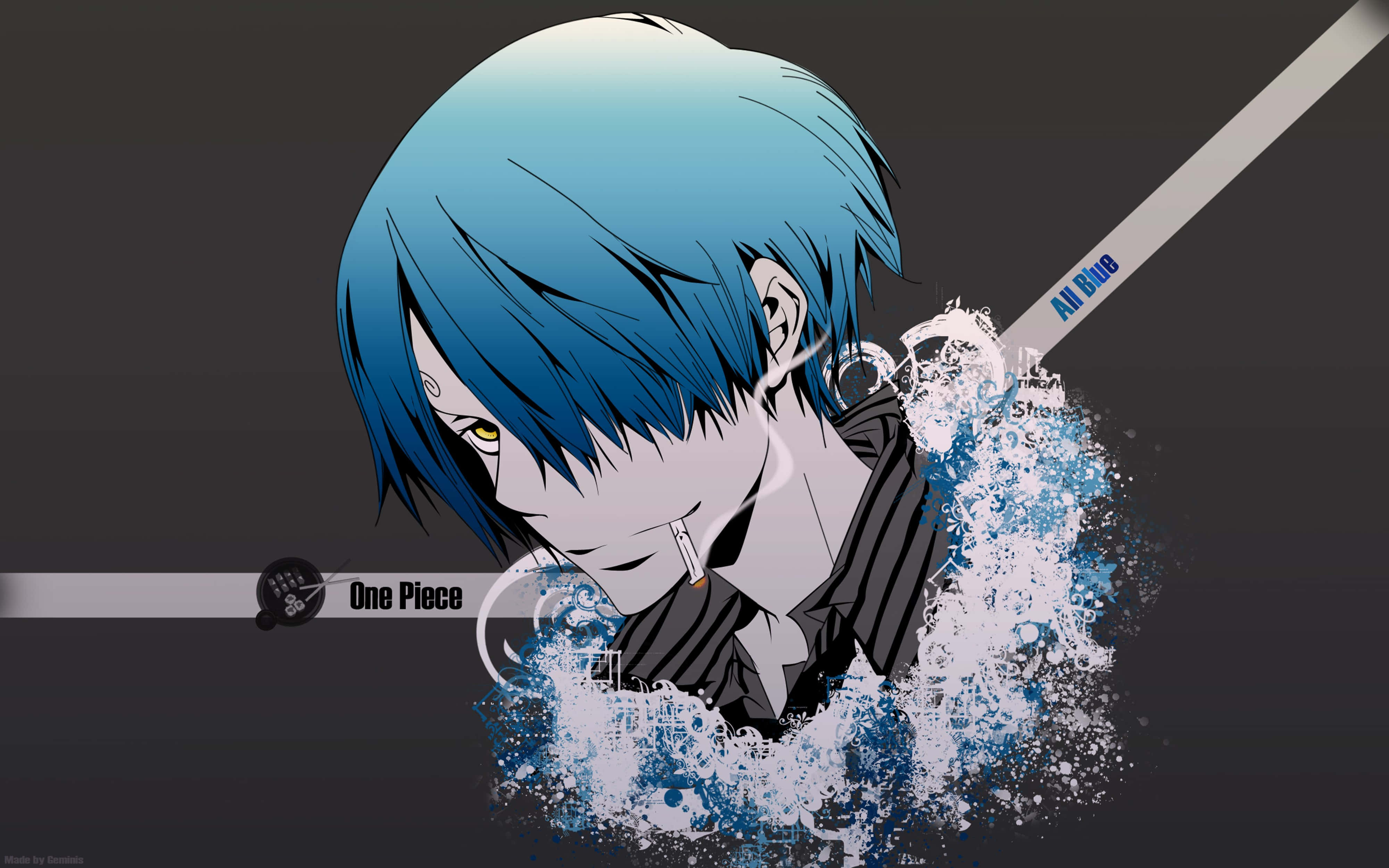 Sanji, blue-haired, anime character, 4K Desktop Wallpaper