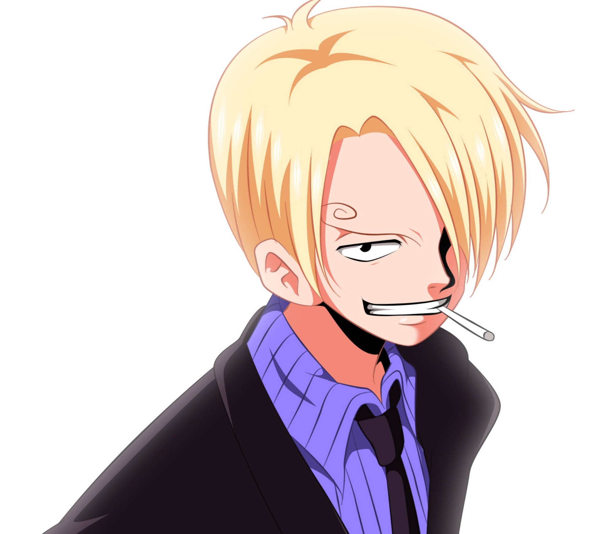 Sanji, cigarette, purple shirt, Full HD Desktop Wallpaper