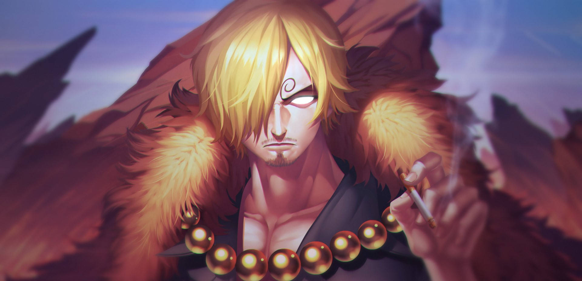 Sanji, blond anime man, spiral eye mark, Full HD Desktop Wallpaper
