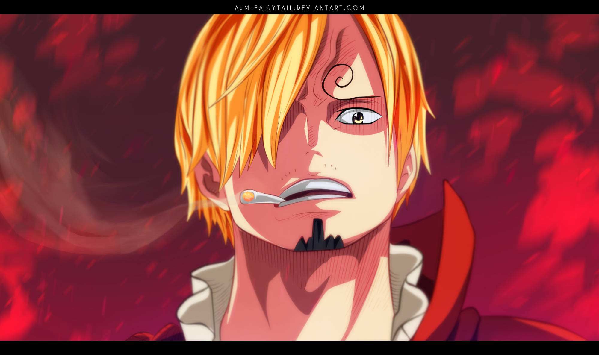 Sanji, spiky blonde hair, cigarette in his mouth, Full HD Desktop Wallpaper