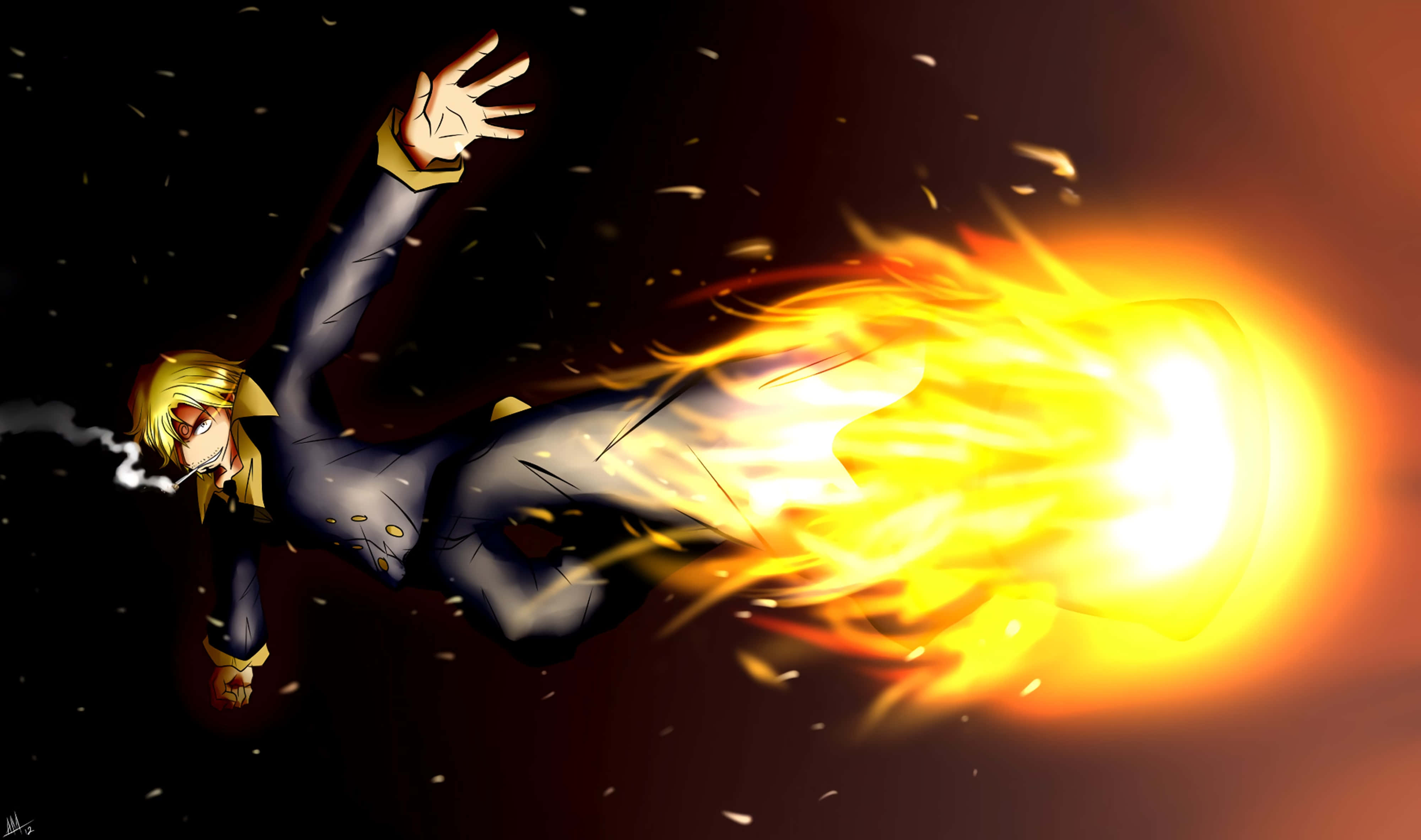 Sanji, 4K, fiery explosion, 4K Desktop Wallpaper