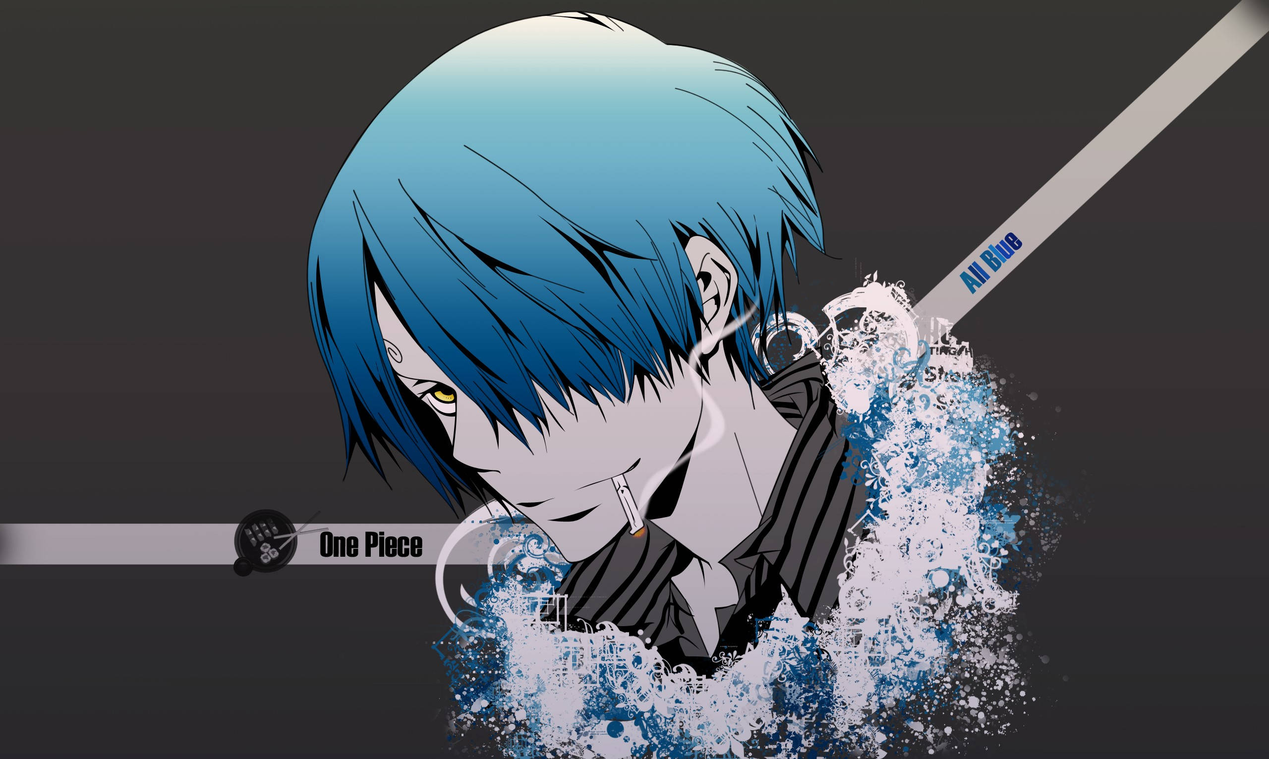 Sanji, blue hair, yellow eyes, 2K Desktop Wallpaper