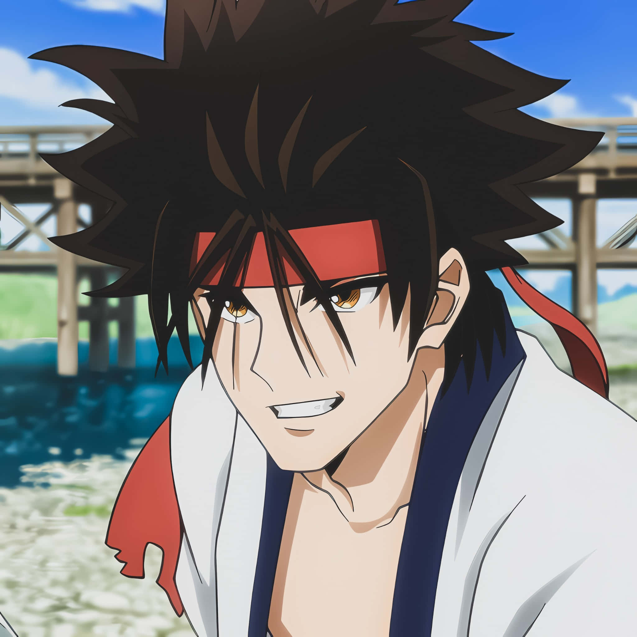 Sanosuke Sagara, anime portrait, spiky-haired, Full HD Desktop Wallpaper