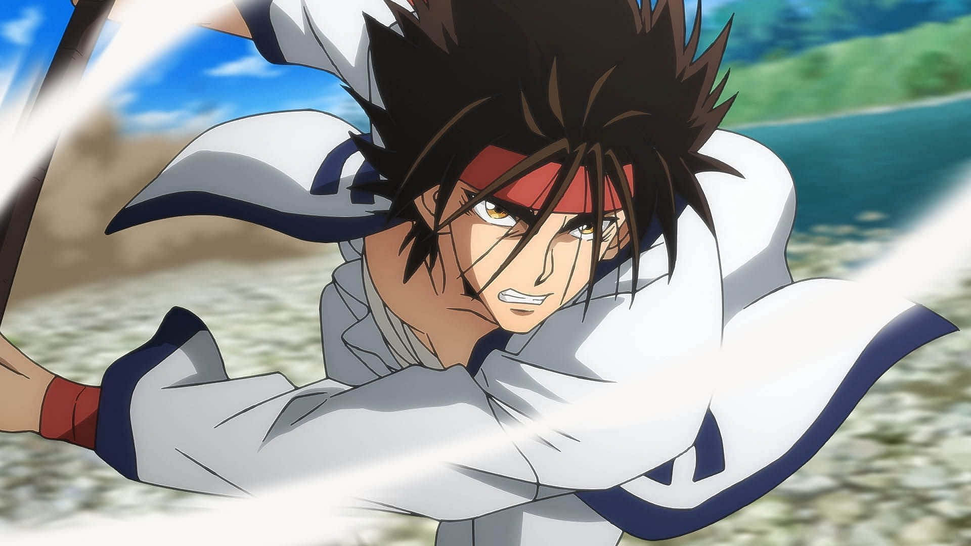 Sanosuke Sagara, spiky black hair, red headband, Full HD Desktop Wallpaper