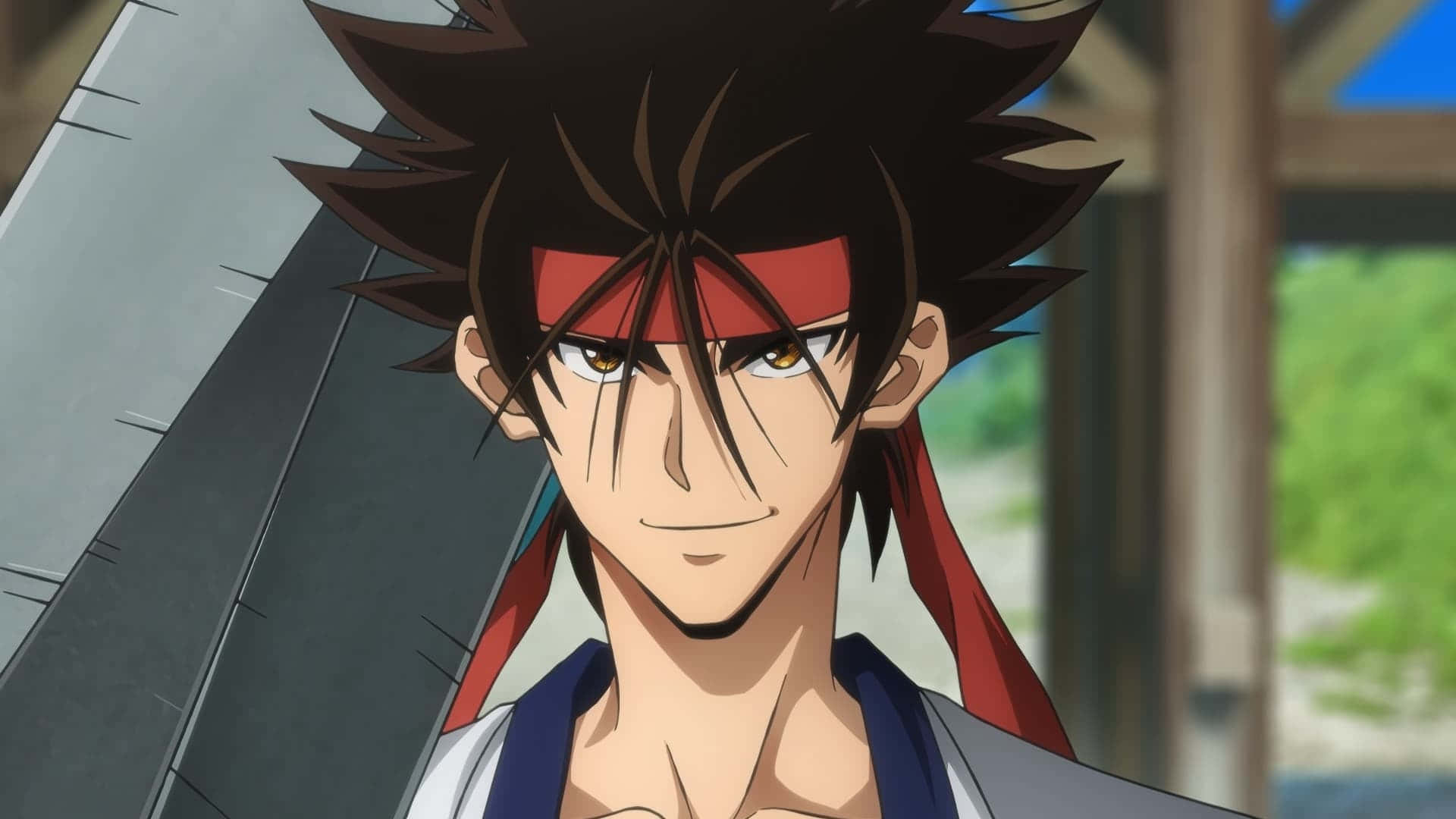 Sanosuke Sagara, anime portrait, spiky black hair, Full HD Desktop Wallpaper