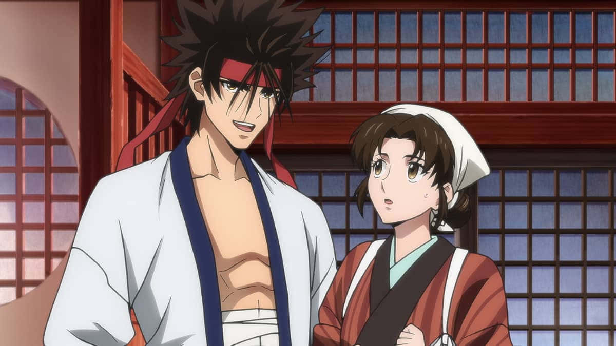 Sanosuke Sagara, white robe, red headband, SD Desktop Wallpaper