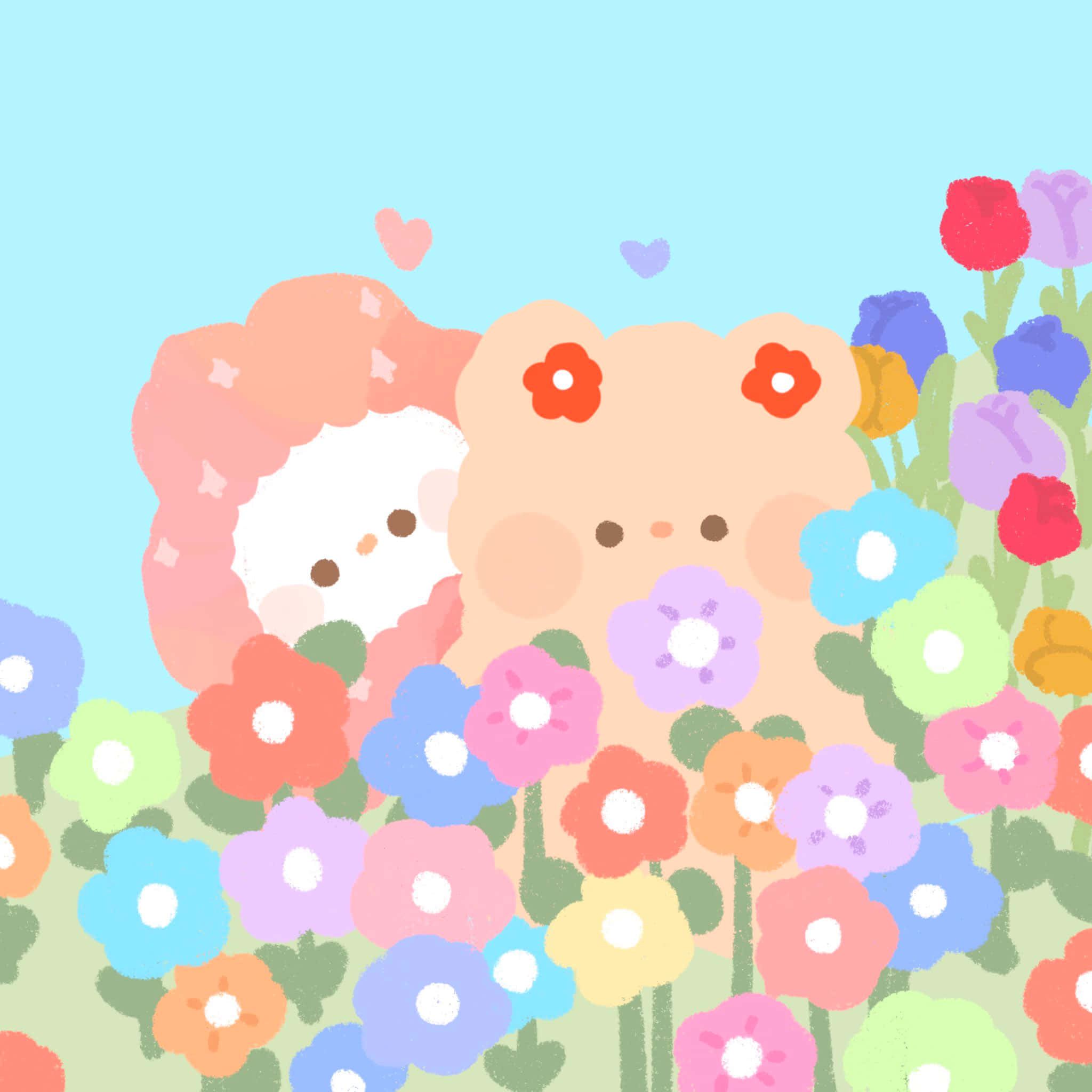 Sanrio Characters, floral paradise, pastel-colored, Full HD Desktop Wallpaper