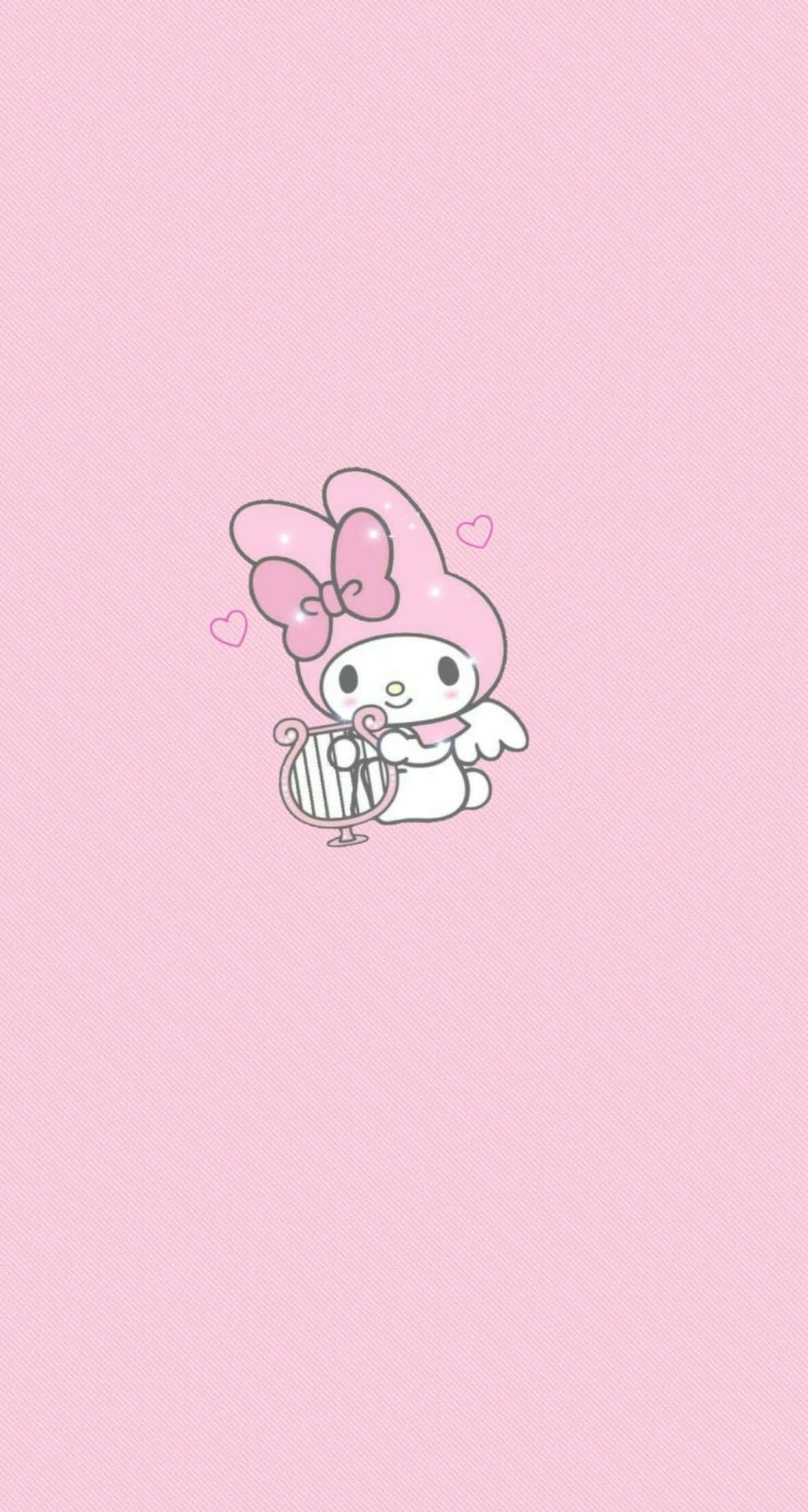 Sanrio Character, pink bow wings, harp, Full HD Phone Wallpaper