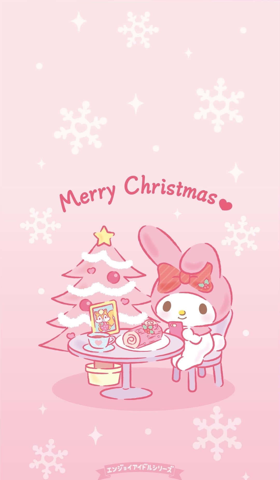 Sanrio character, pink bunny character, Christmas tree, HD Phone Wallpaper