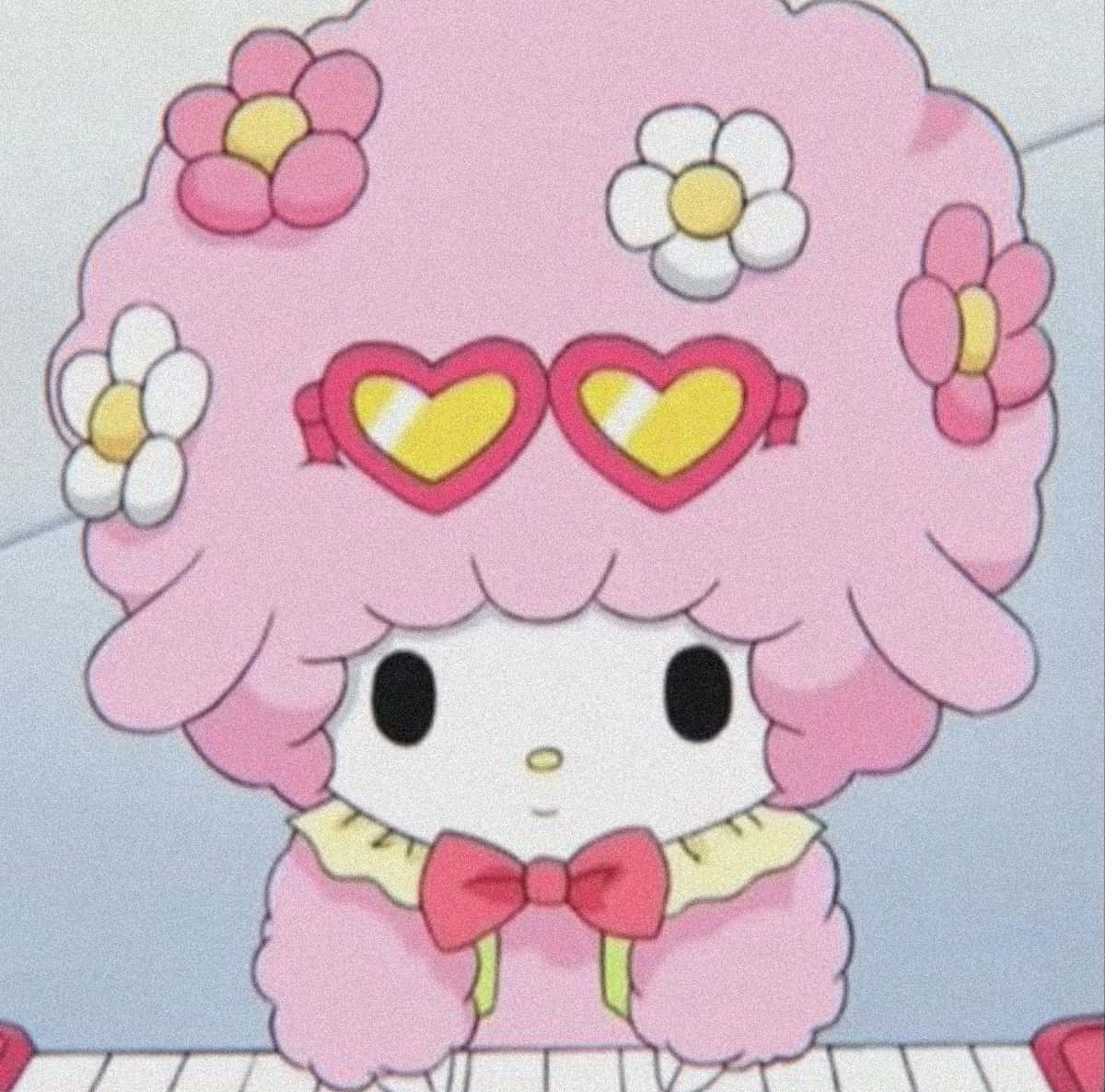 Sanrio Pfp, cute heart glasses, pink-haired anime character, SD Desktop Wallpaper