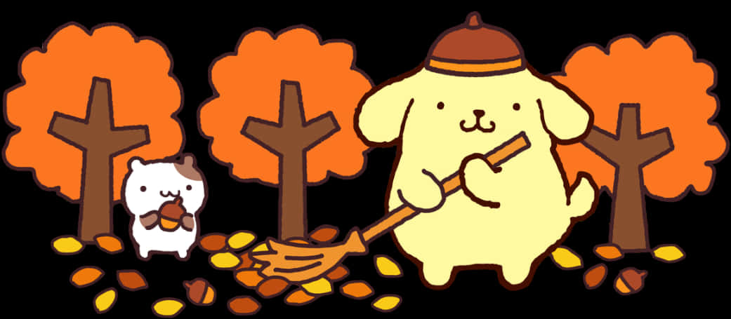 Sanrio characters, yellow puppy, acorn hat, SD Desktop Wallpaper