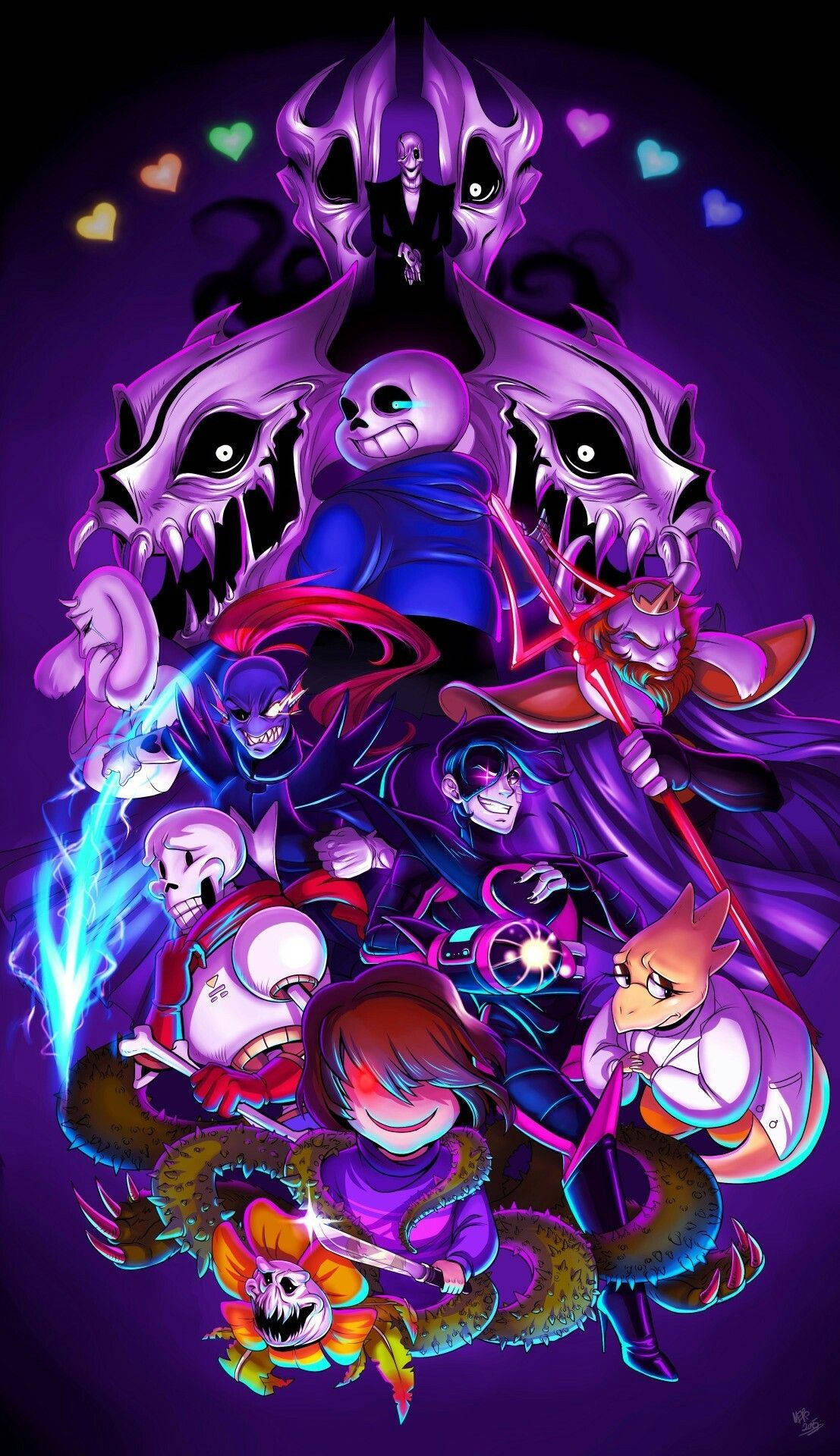 Sans, vibrant purple, anime-style, Full HD Phone Wallpaper