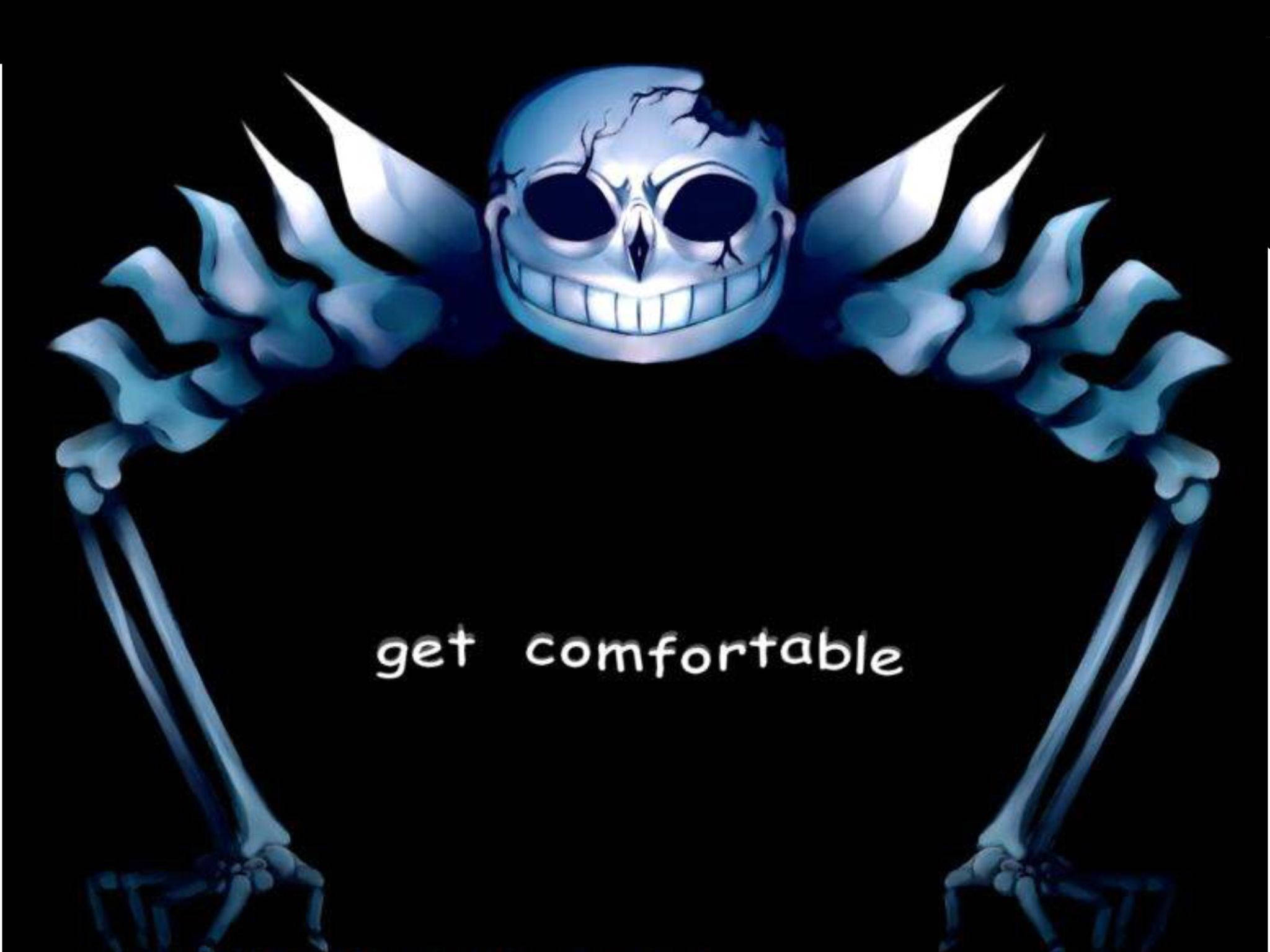 Cool Sans, blue skeleton, cracked skull, Full HD Desktop Wallpaper