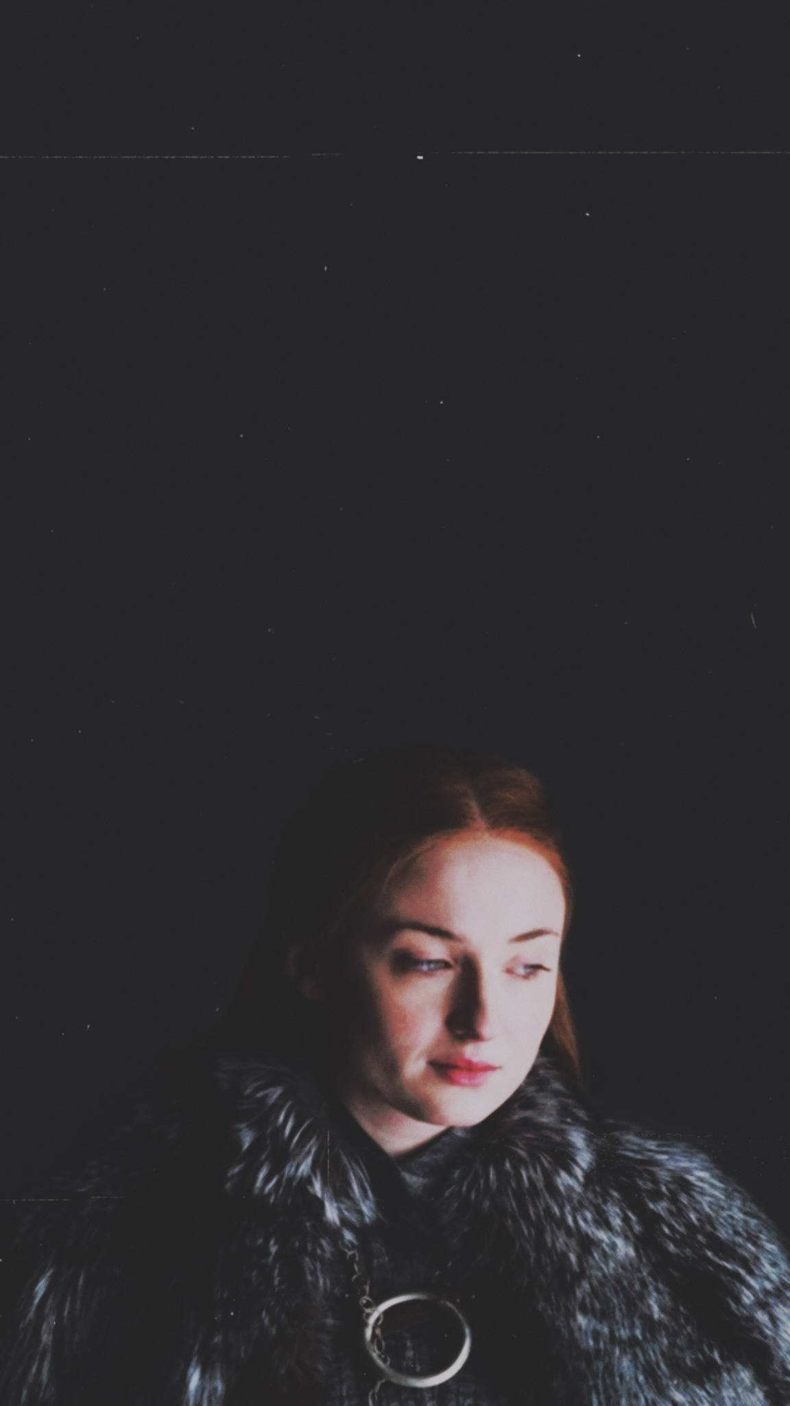 Sansa Stark, red hair, dark fur coat, Full HD Phone Wallpaper