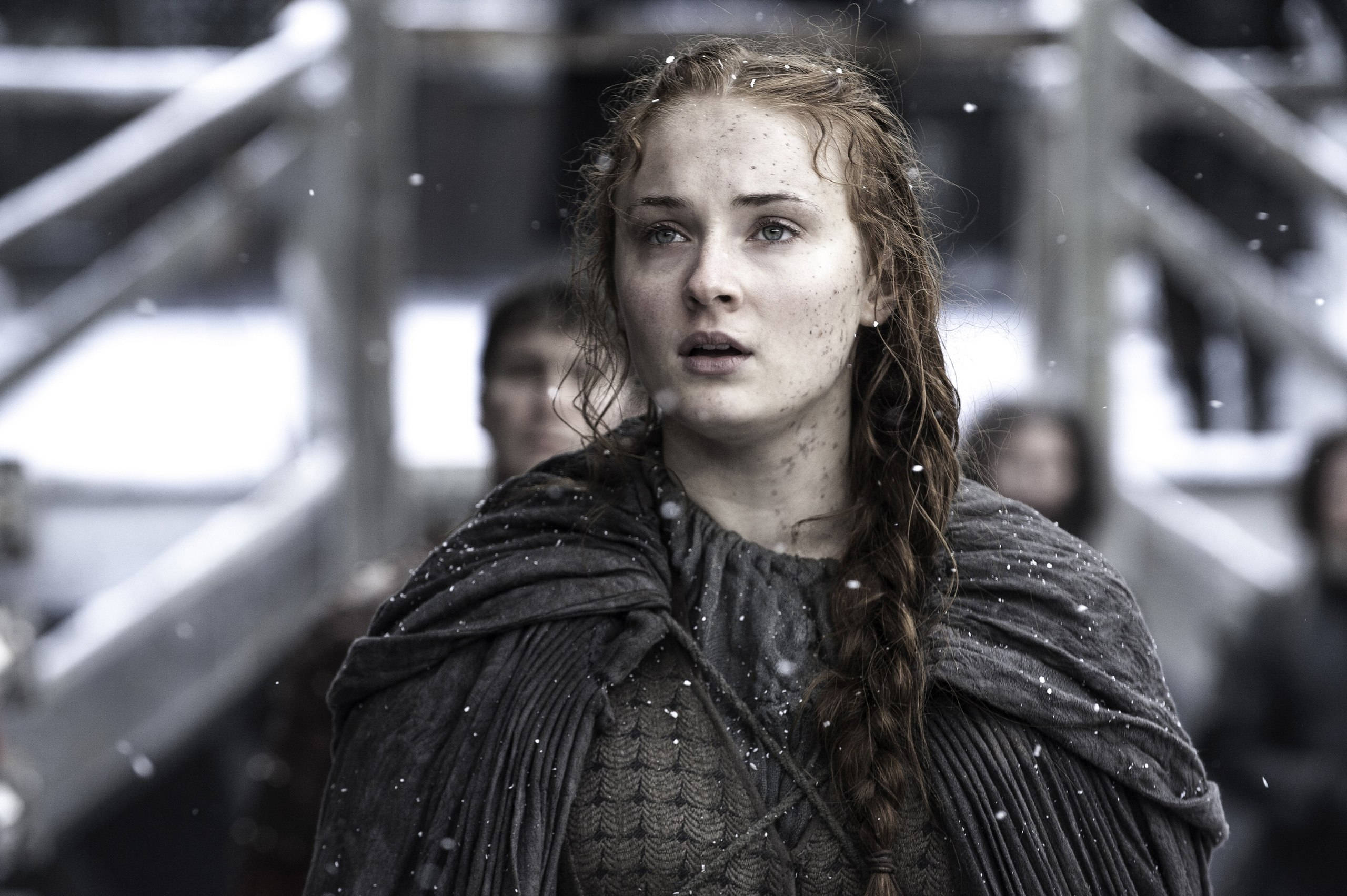 Sansa Stark, snow, wet braided hair, 2K Desktop Wallpaper