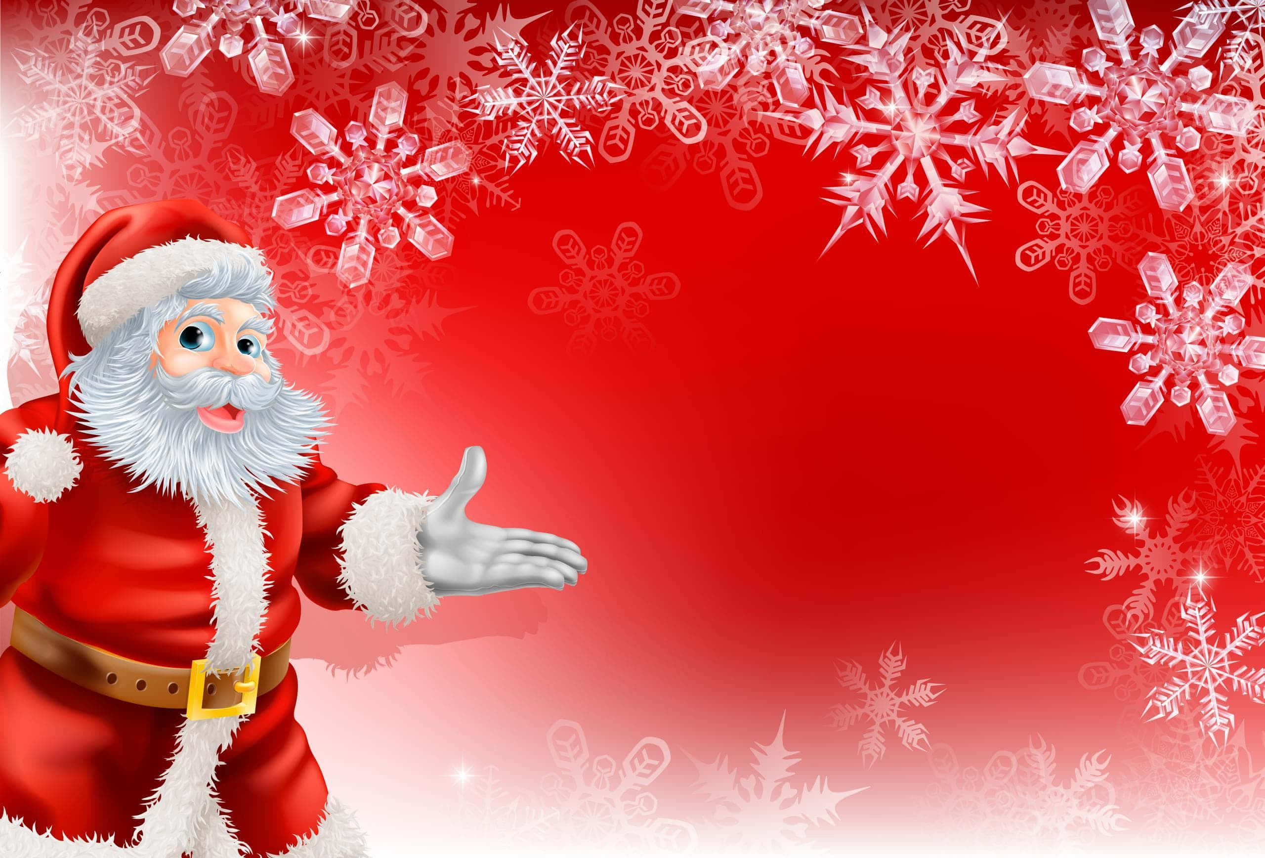 Santa Claus, red suit, festive red background, 2K Desktop Wallpaper