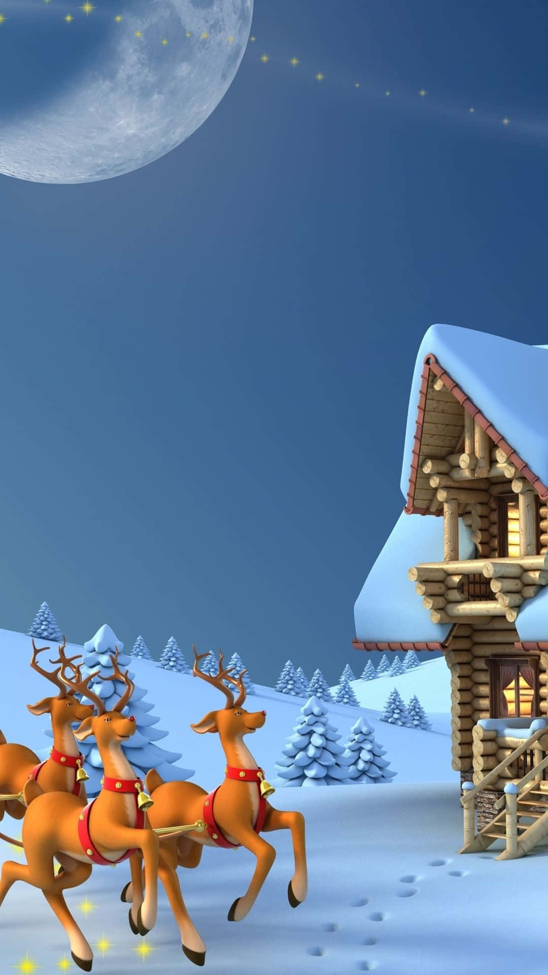 Santa Claus, reindeer, sleigh, Full HD Phone Wallpaper
