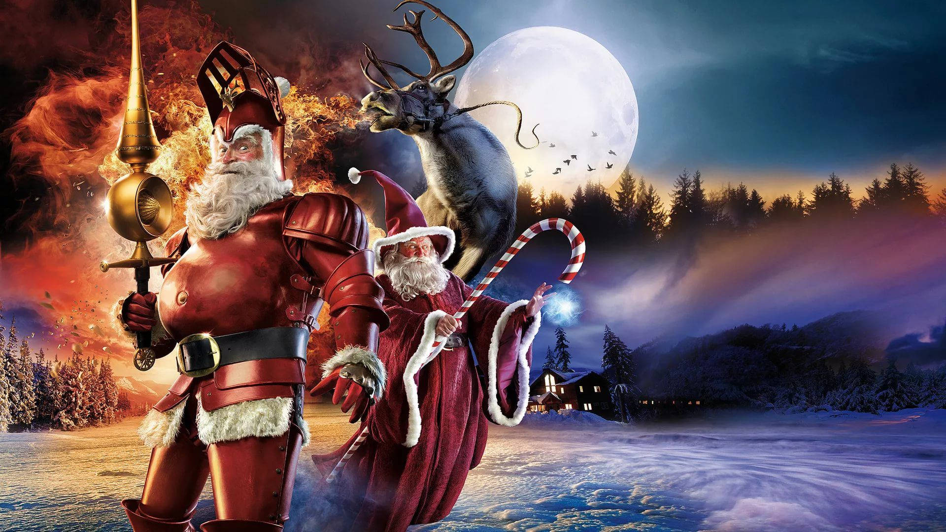 Santa Soldier, Magician, reindeer, Full HD Desktop Wallpaper