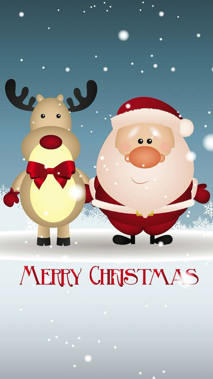 Santa Claus, reindeer, snowy scene, HD Phone Wallpaper