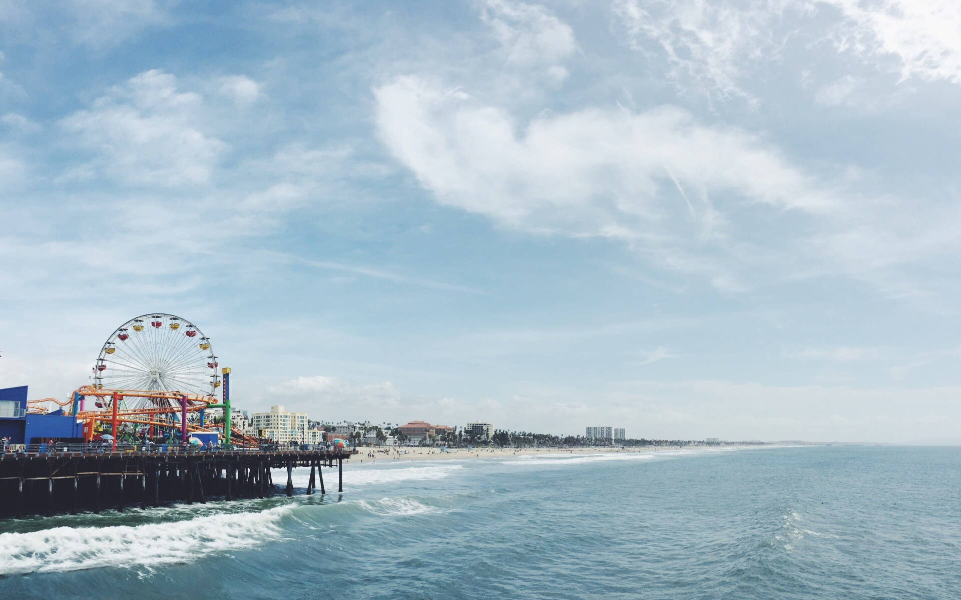 Santa Monica, pier, Ferris wheel, Full HD Desktop Wallpaper