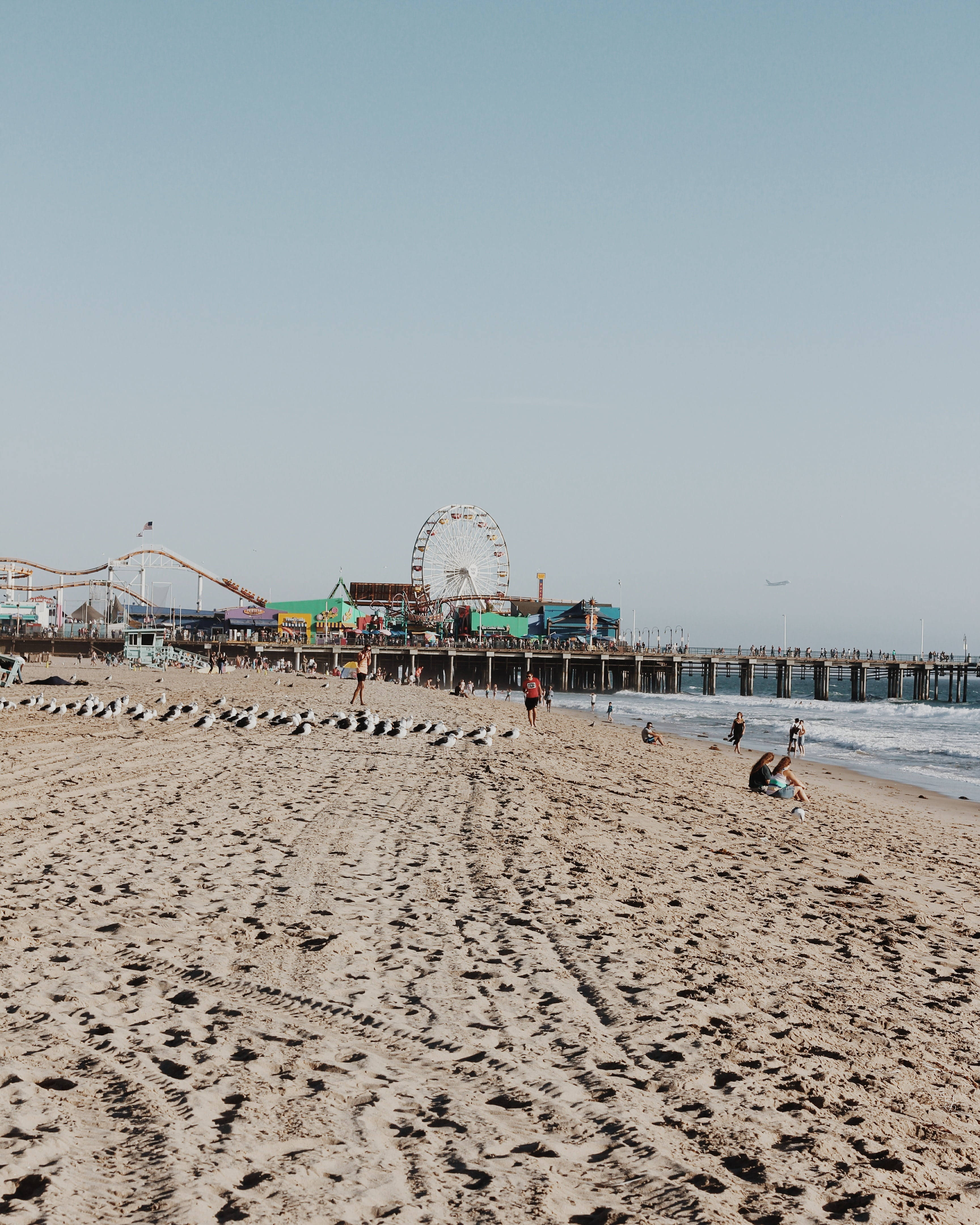 Santa Monica, pier, Ferris wheel, 4K Phone Wallpaper