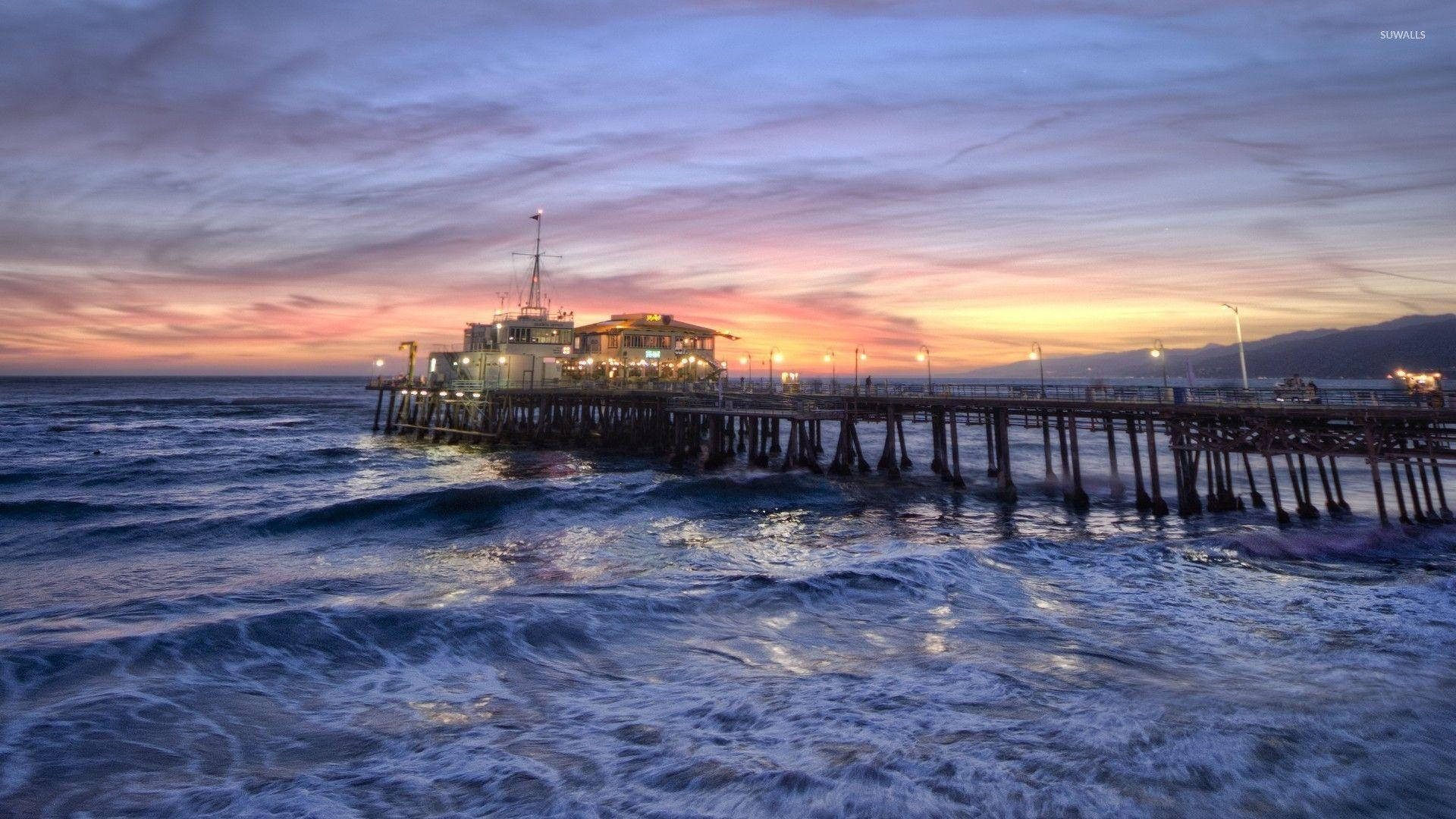 Santa Monica, pier, ocean, Full HD Desktop Wallpaper