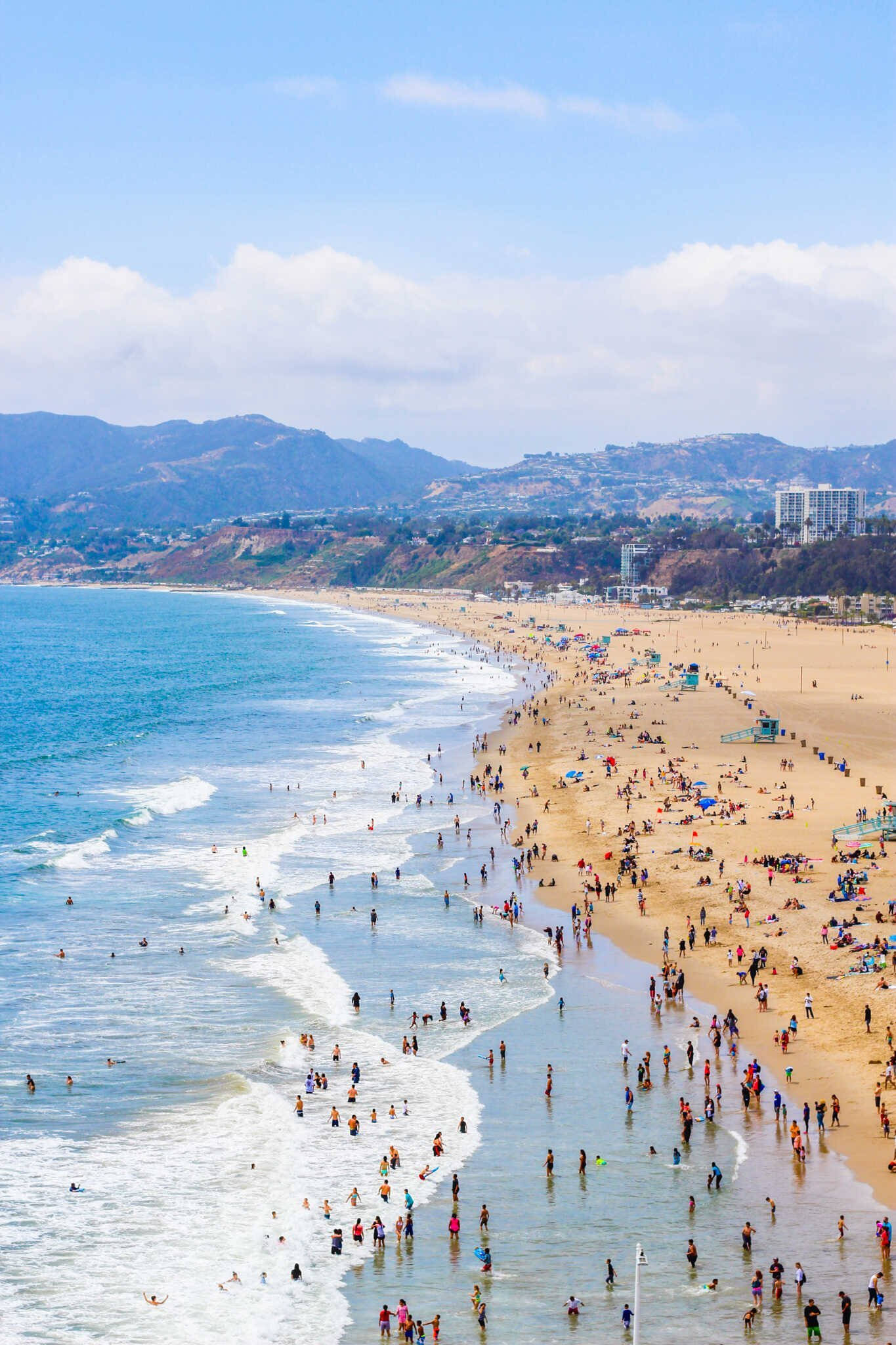 Santa Monica Beach, turquoise waters, golden sands, Full HD Phone Wallpaper
