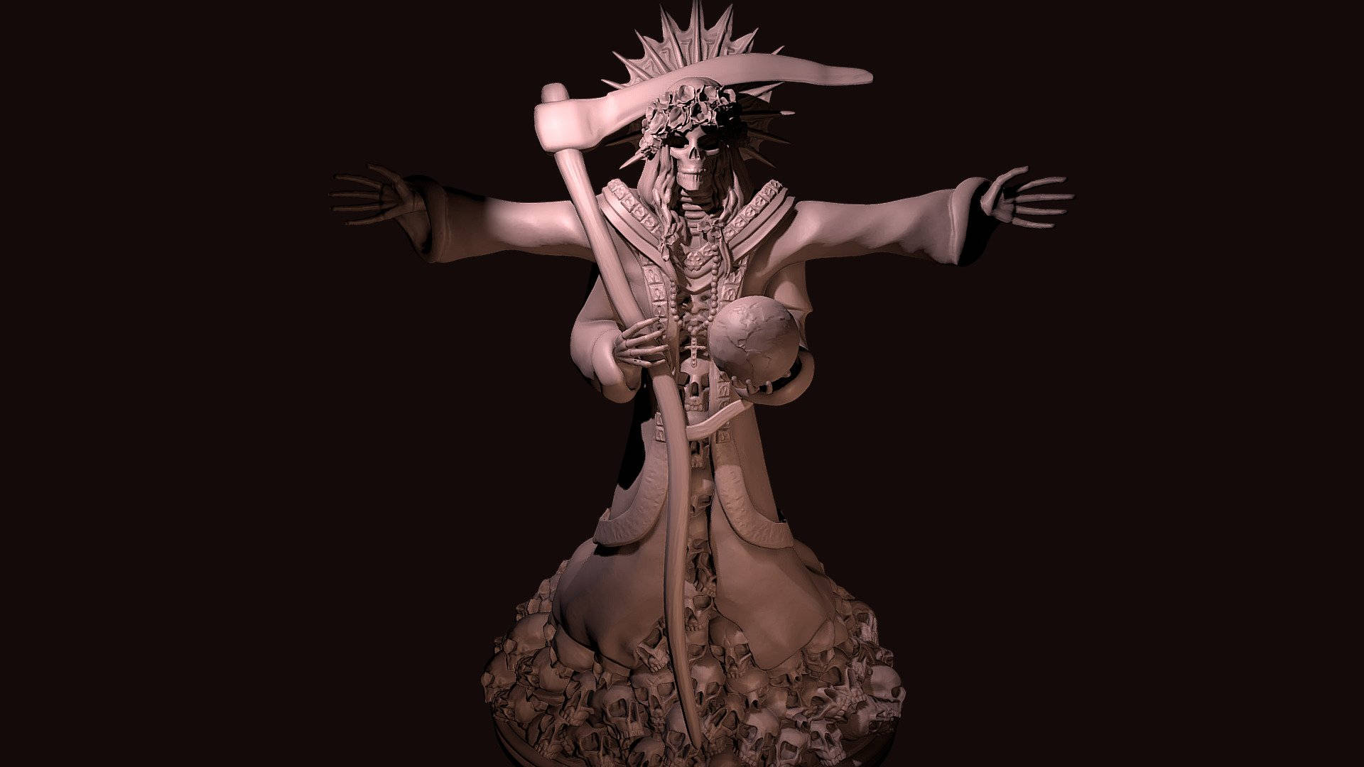Santa Muerte, skeletal figure, crown of thorns, Full HD Desktop Wallpaper
