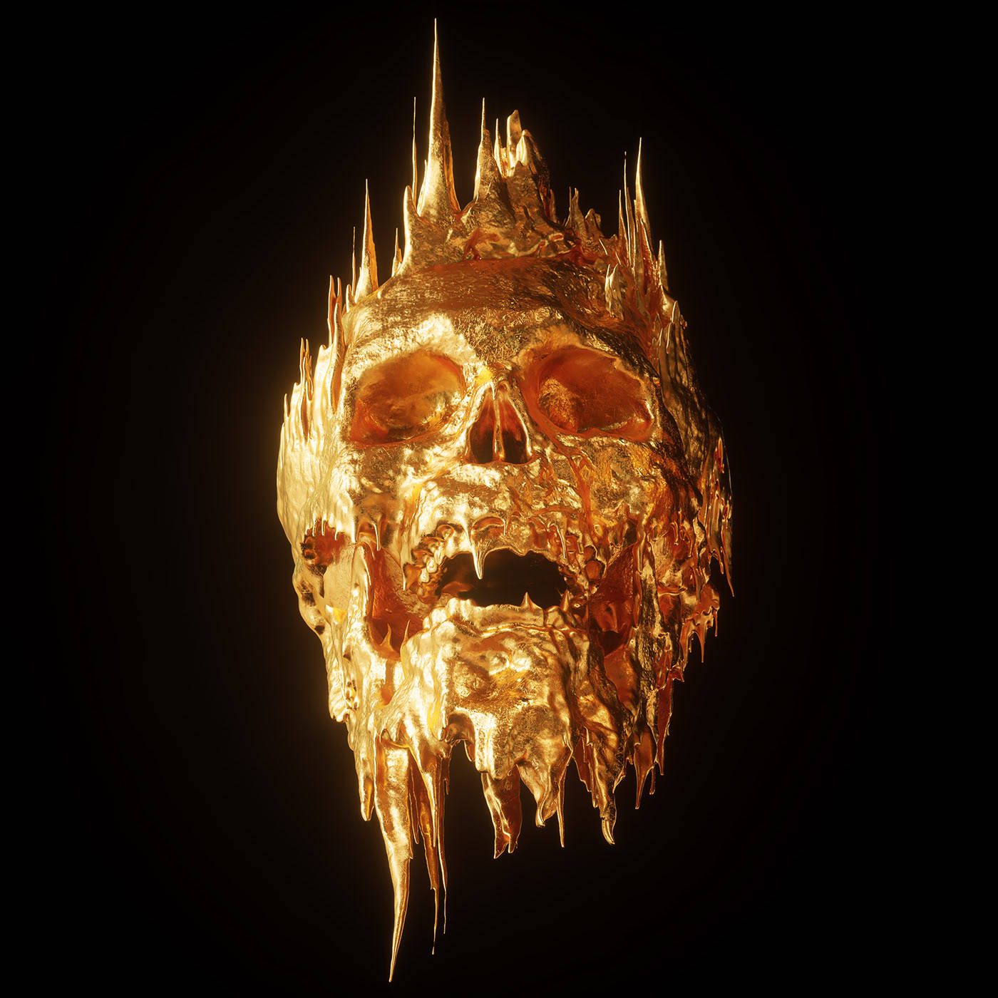 Santa Muerte, golden skull, jagged spikes, HD Desktop Wallpaper