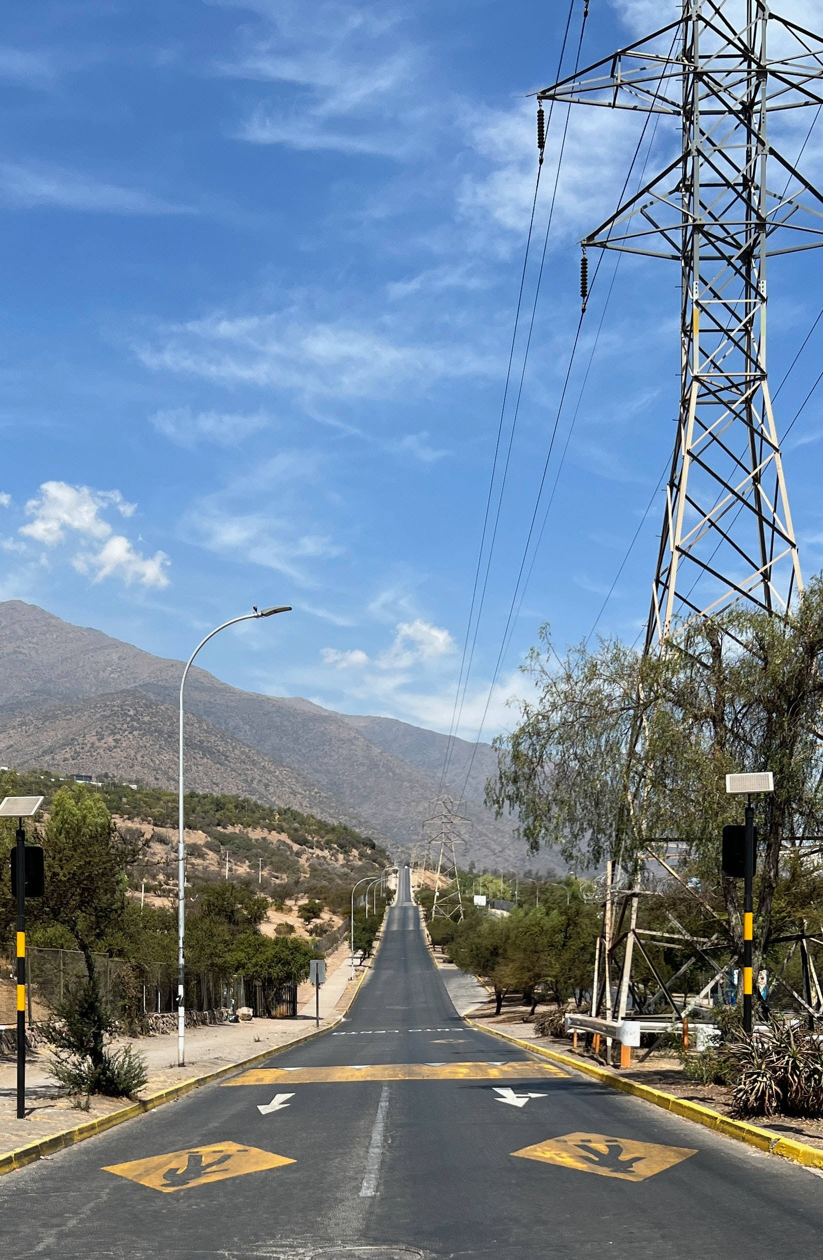 Santiago Chile, asphalt road, distant mountains, Full HD Phone Wallpaper