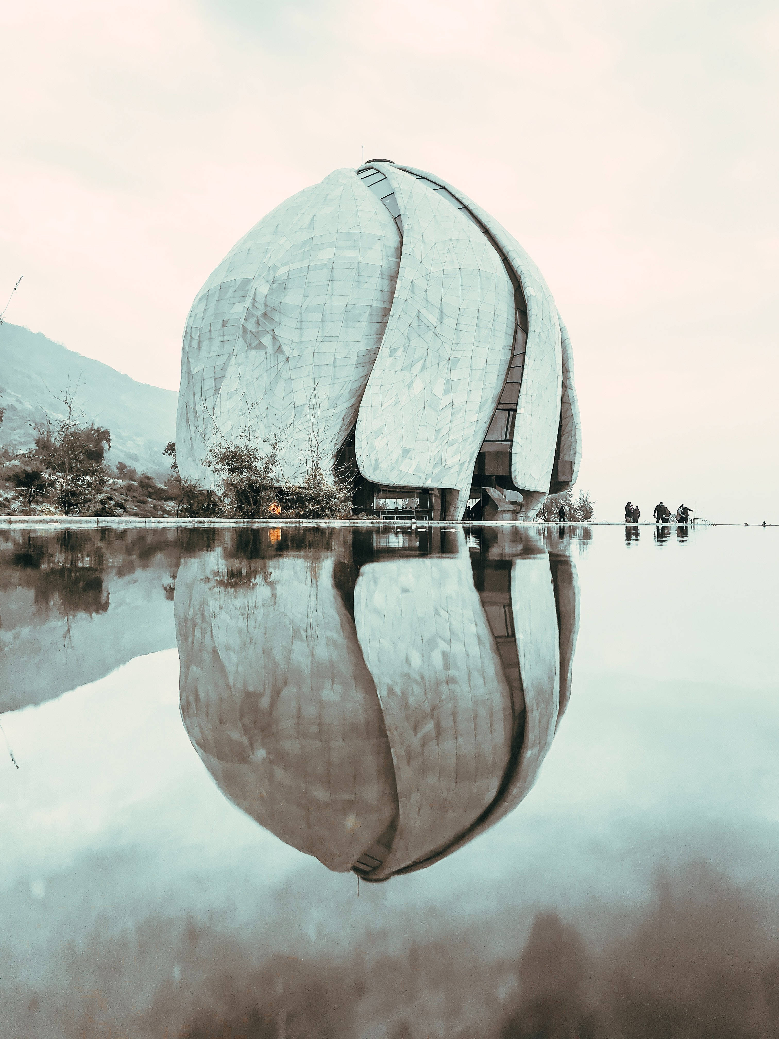 Santiago Chile, dome-shaped building, textured metallic surface, 4K Phone Wallpaper