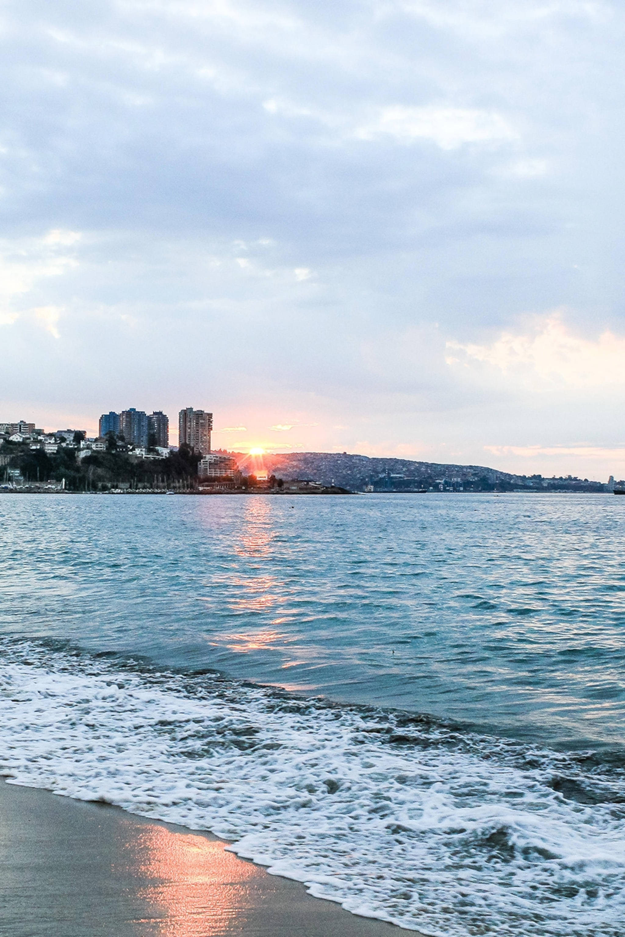 Santiago Chile, beach, Sunset, 2K Phone Wallpaper