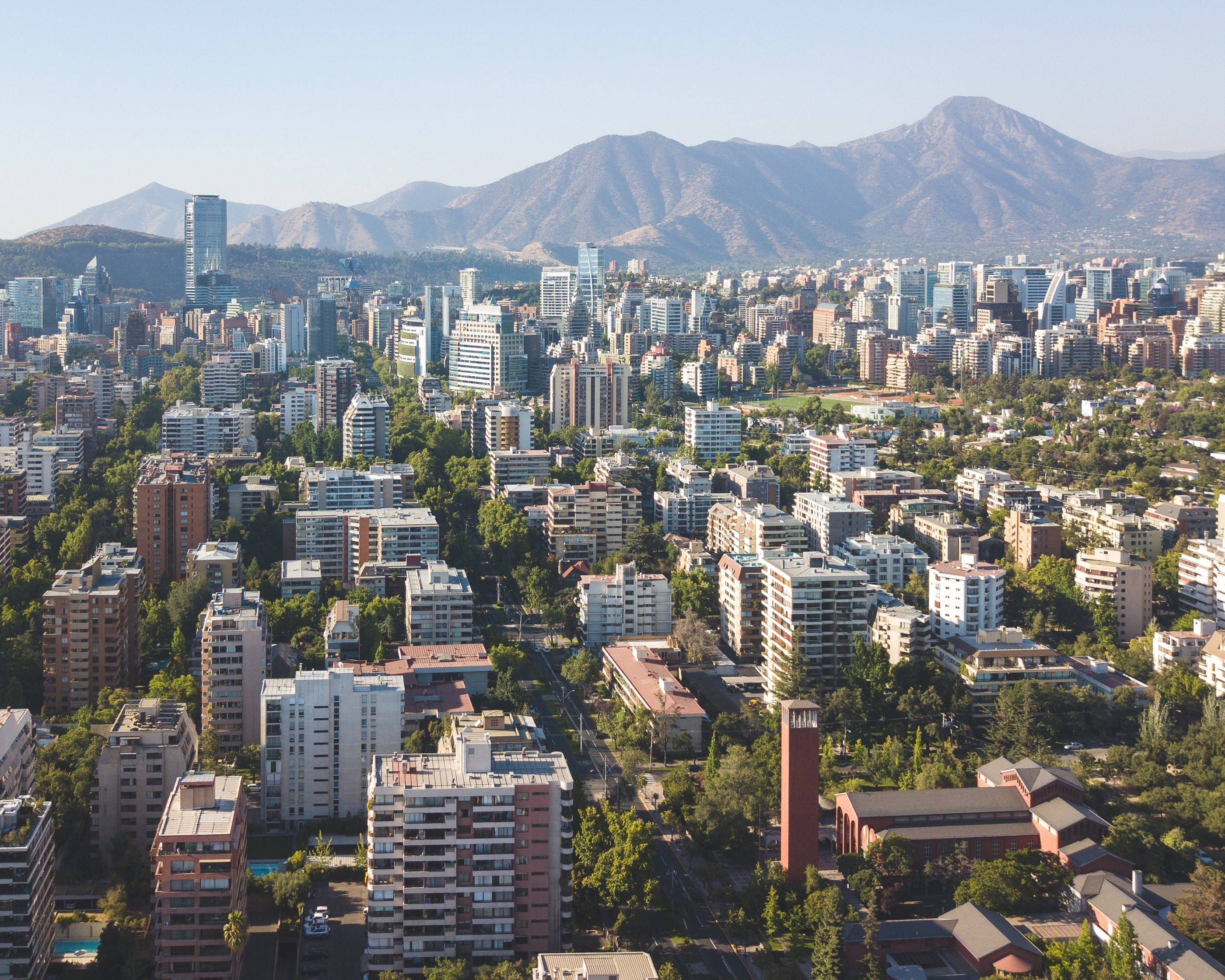 Santiago Chile, mountain, aerial view, 2K Desktop Wallpaper