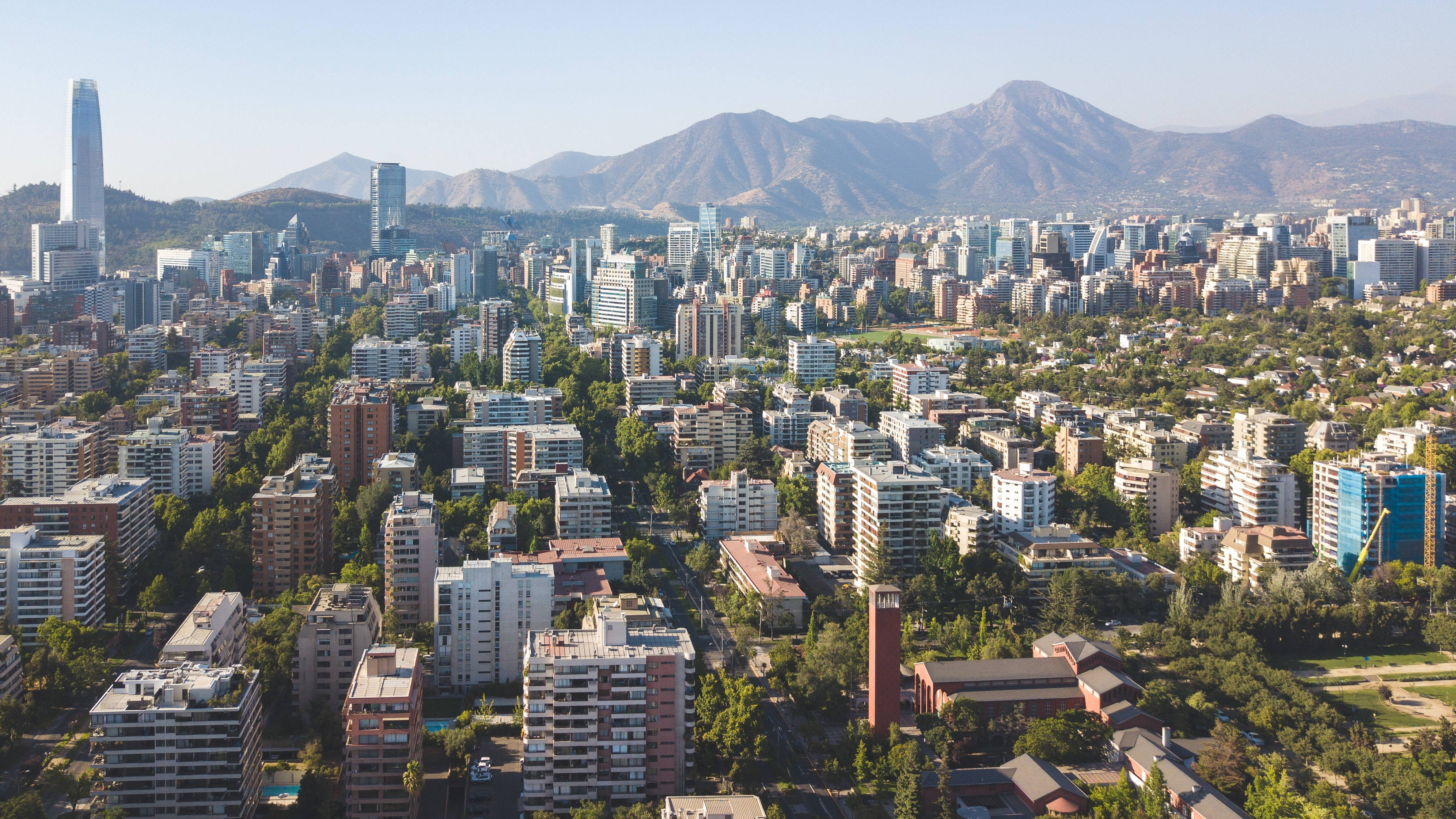 Santiago Chile, aerial view, modern skyscrapers, 4K Desktop Wallpaper