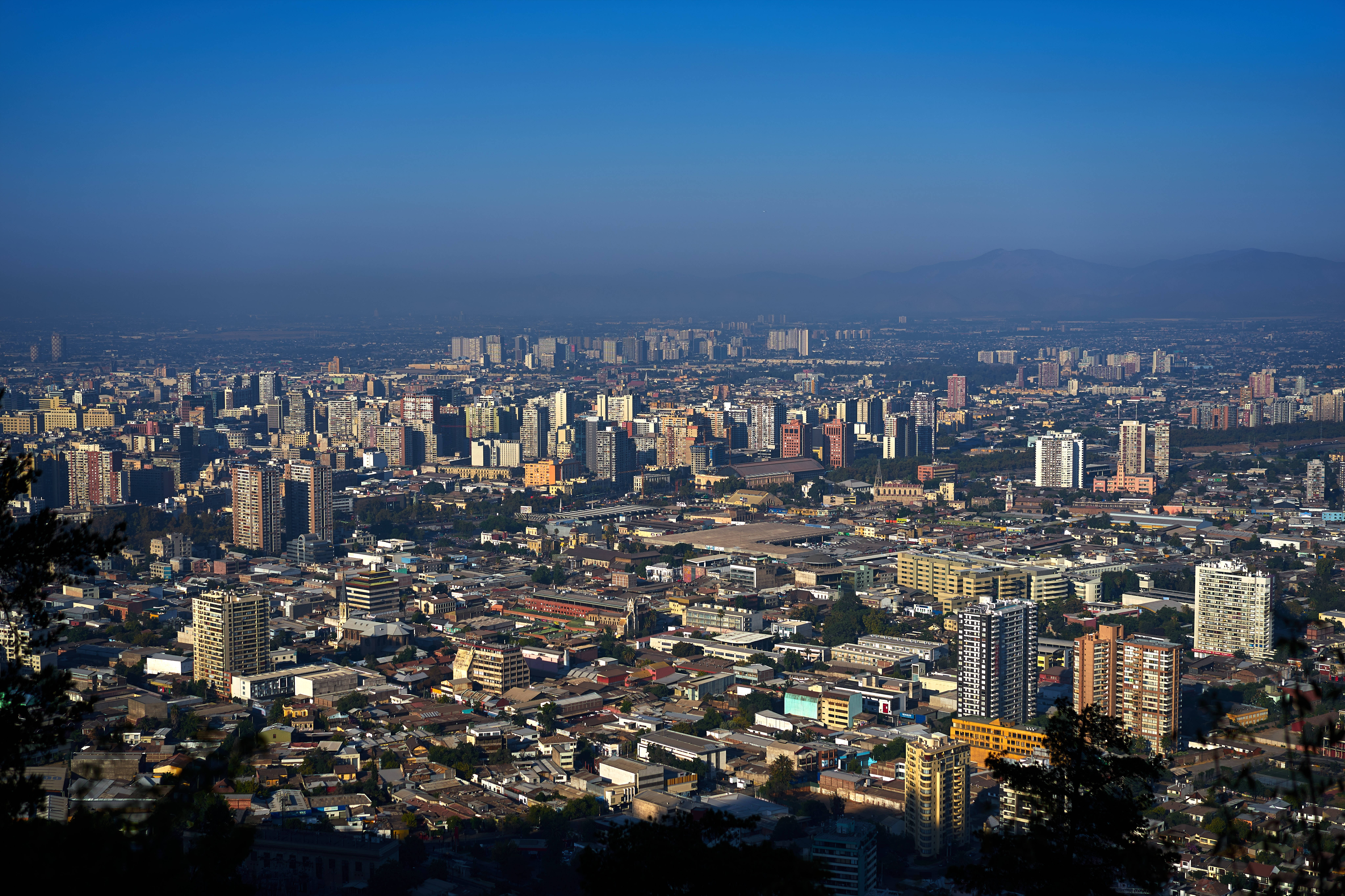 Santiago Chile, blue hazy sky, urban skyline, 8K Desktop Wallpaper