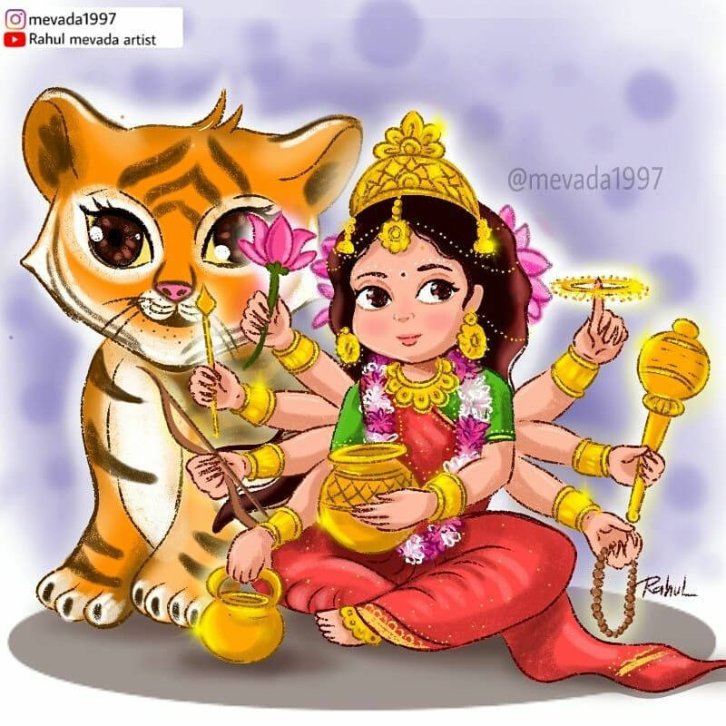 Santoshi Maa, goddess, multiple arms, SD Desktop Wallpaper